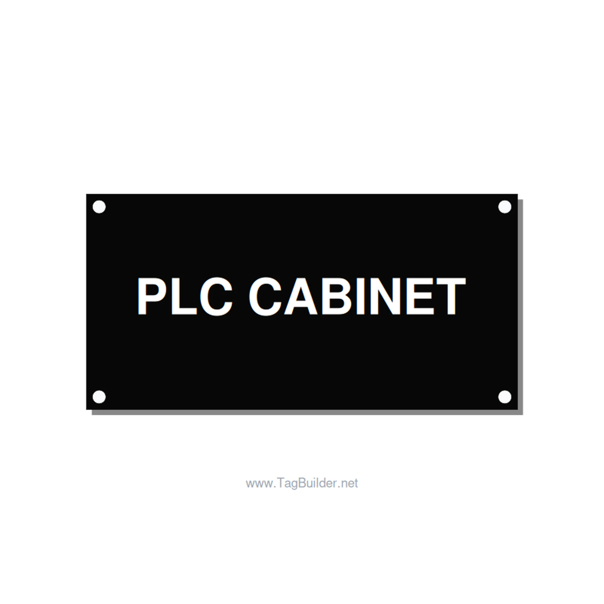 4.0x2.0" Safety Label - PLC CABINET, White/Black, Holes