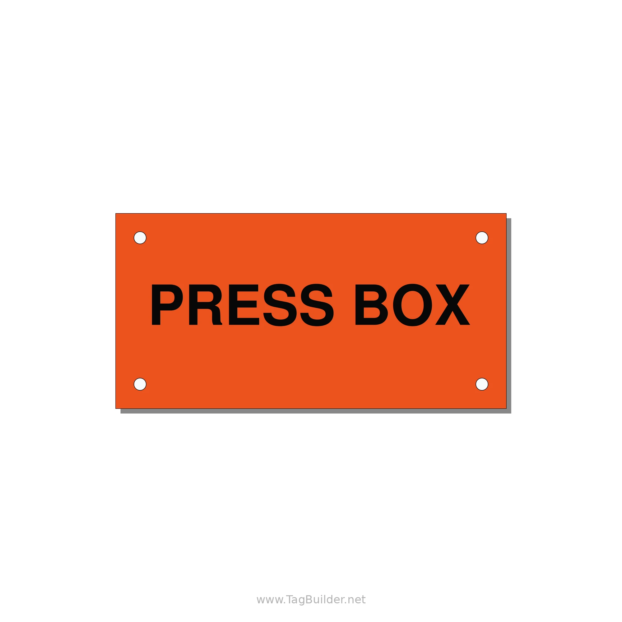 4.0x2.0" Safety Label - PRESS BOX — 4x2" Black on Orange, Holes