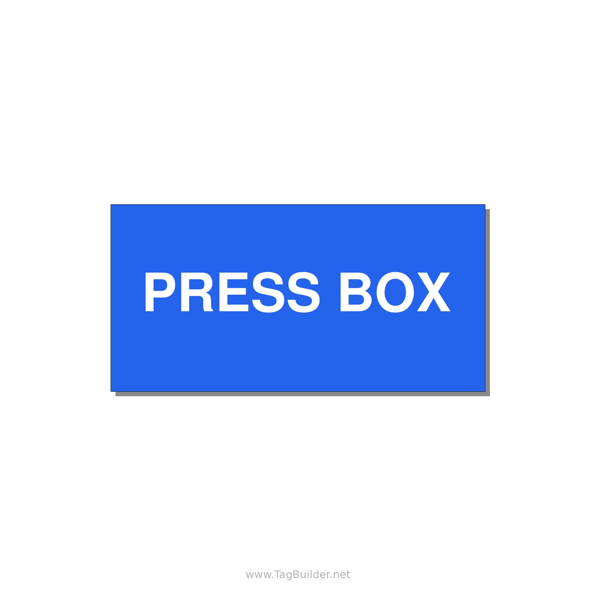 4.0x2.0" Safety Label - PRESS BOX — 4x2" White on Blue, Adhesive