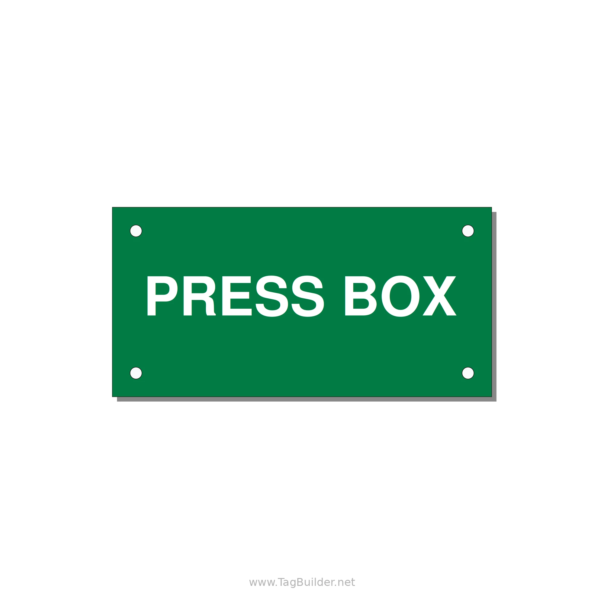 4.0x2.0" Safety Label - PRESS BOX — 4x2" White on Green, Holes