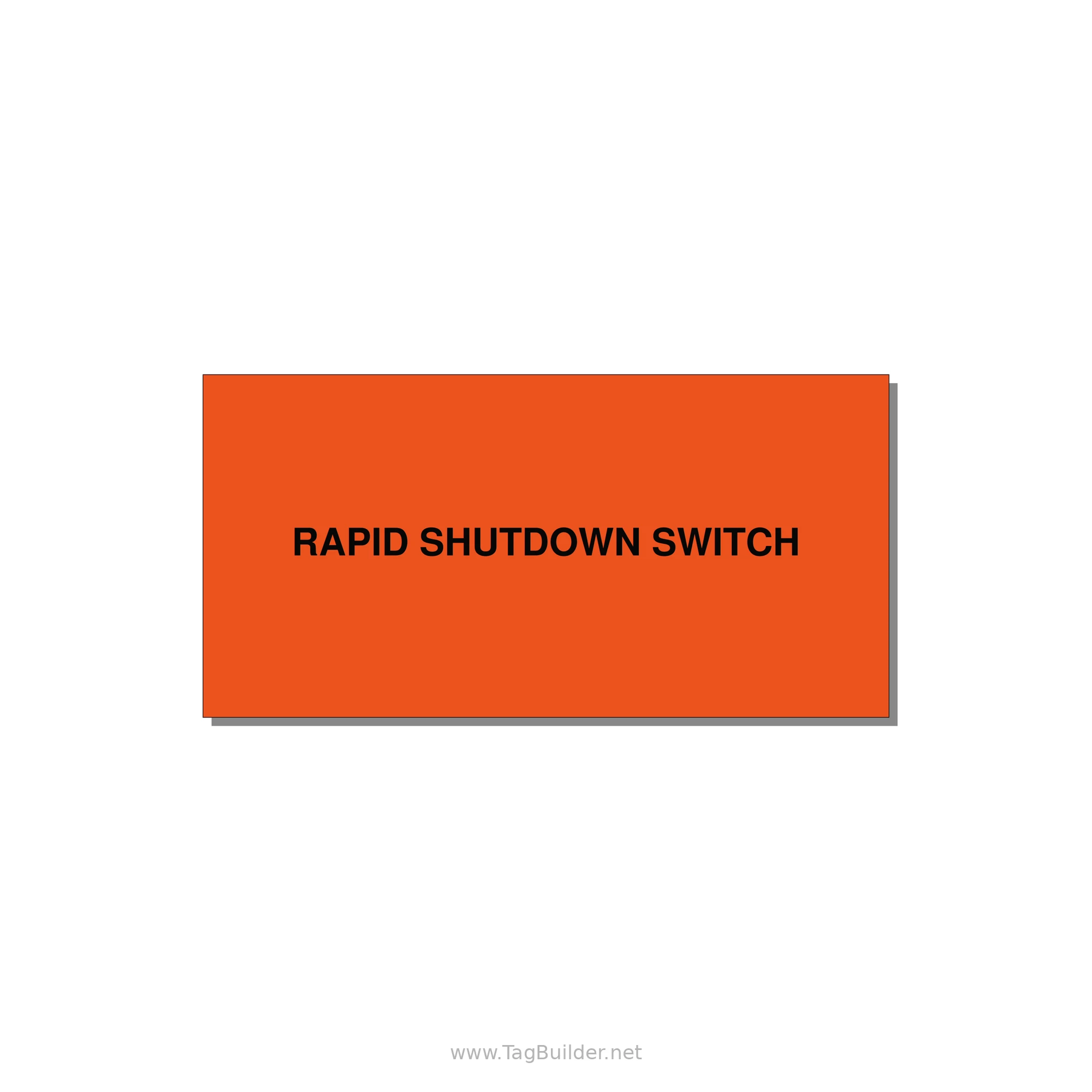 4.0x2.0" Safety Label - RAPID SHUTDOWN SWITCH — 4x2" Black on Orange, Adhesive