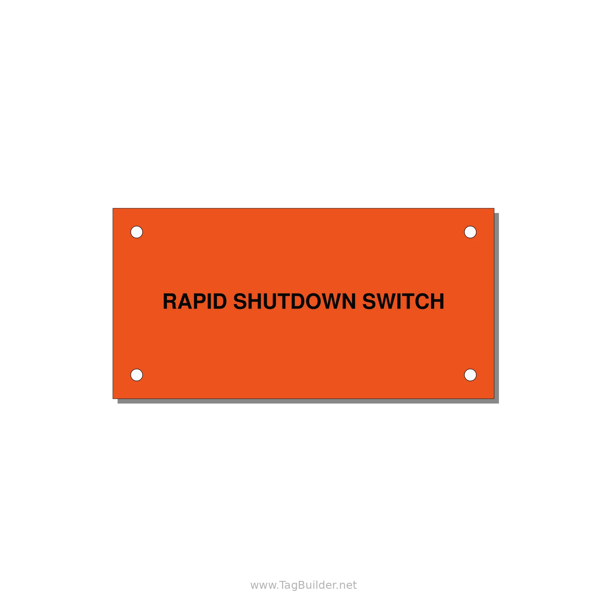 4.0x2.0" Safety Label - RAPID SHUTDOWN SWITCH — 4x2" Black on Orange, Holes