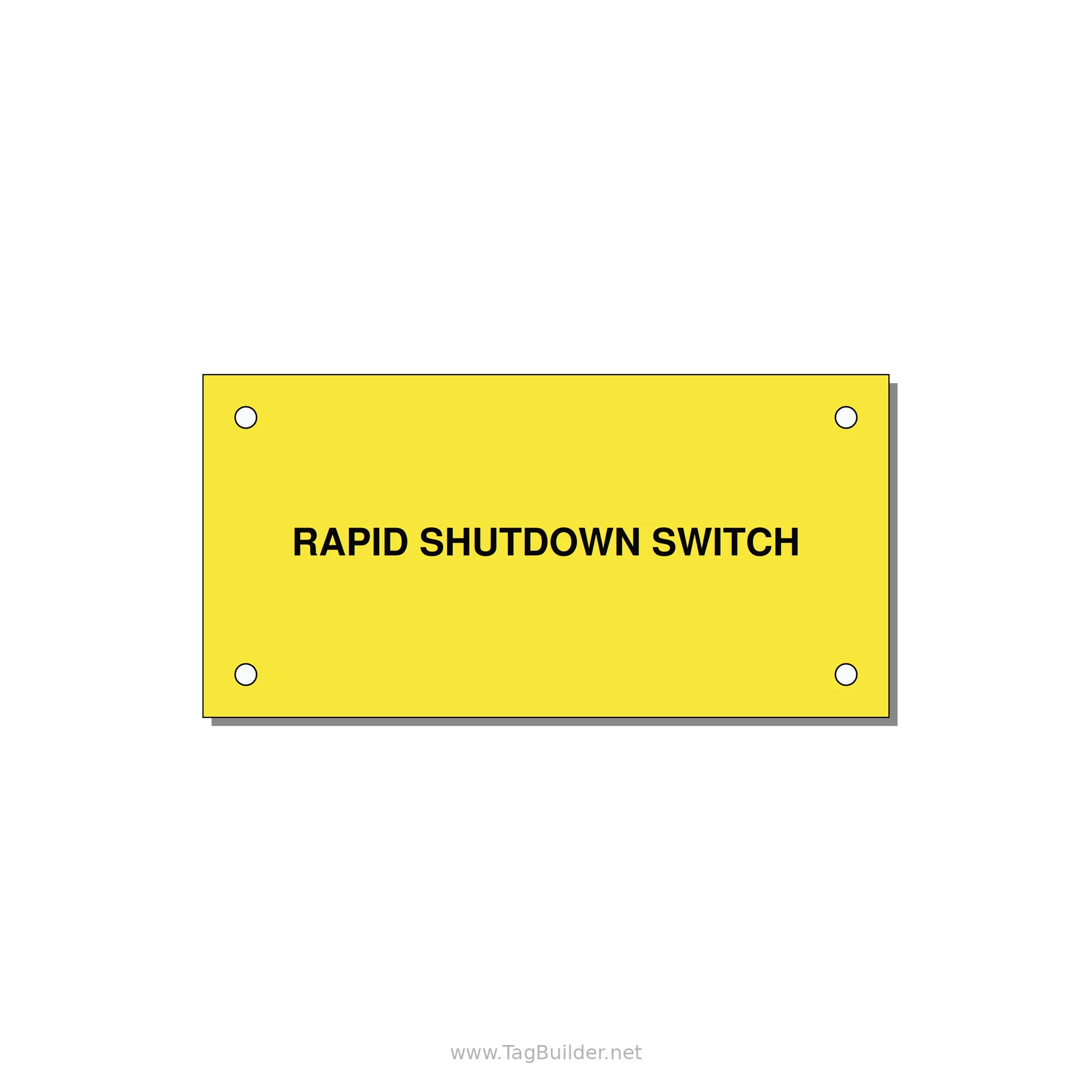 4.0x2.0" Safety Label - RAPID SHUTDOWN SWITCH — 4x2" Black on Yellow, Holes