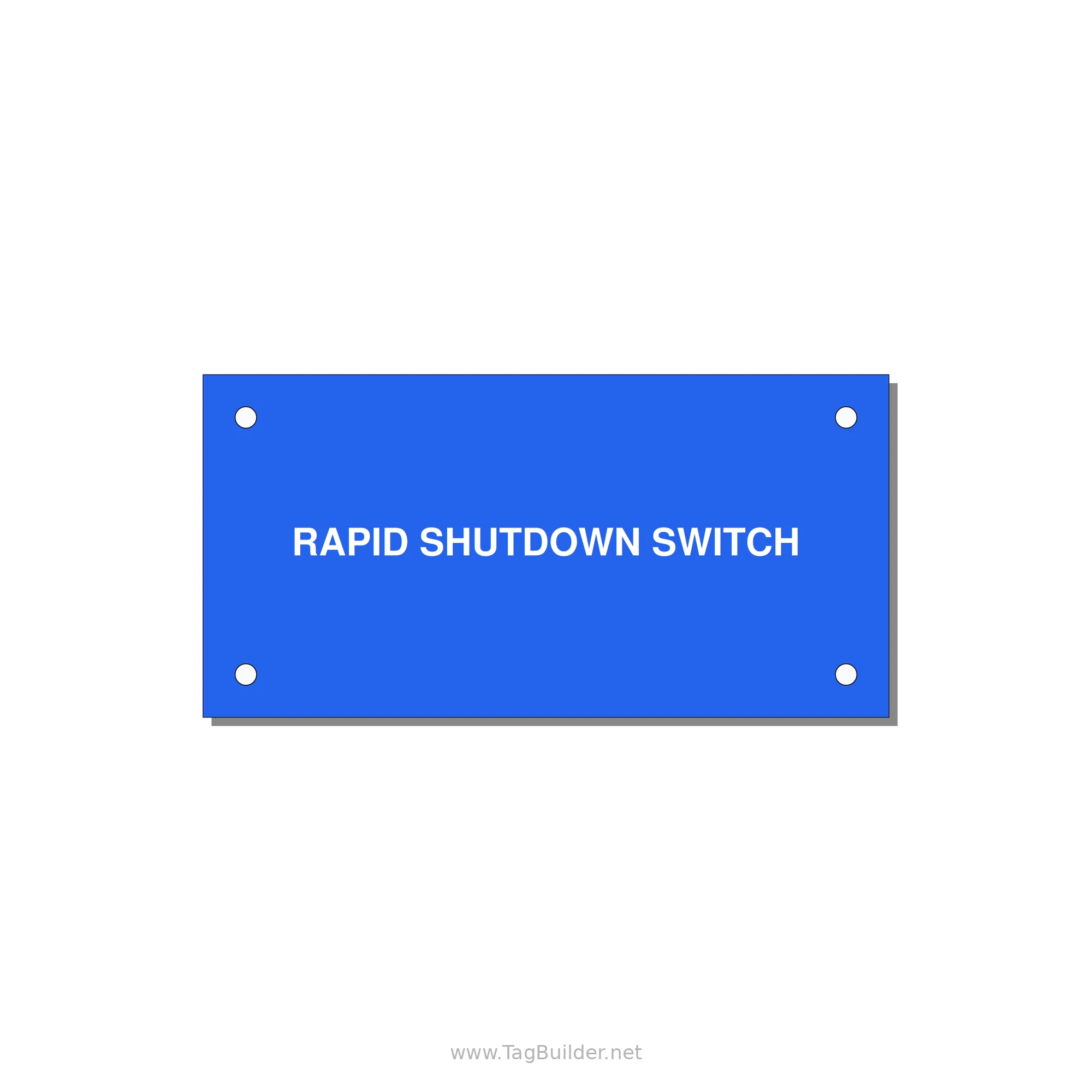4.0x2.0" Safety Label - RAPID SHUTDOWN SWITCH — 4x2" White on Blue, Holes