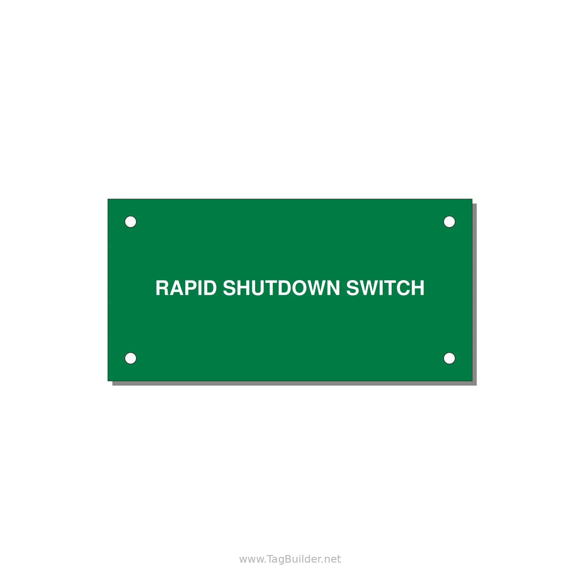 4.0x2.0" Safety Label - RAPID SHUTDOWN SWITCH — 4x2" White on Green, Holes