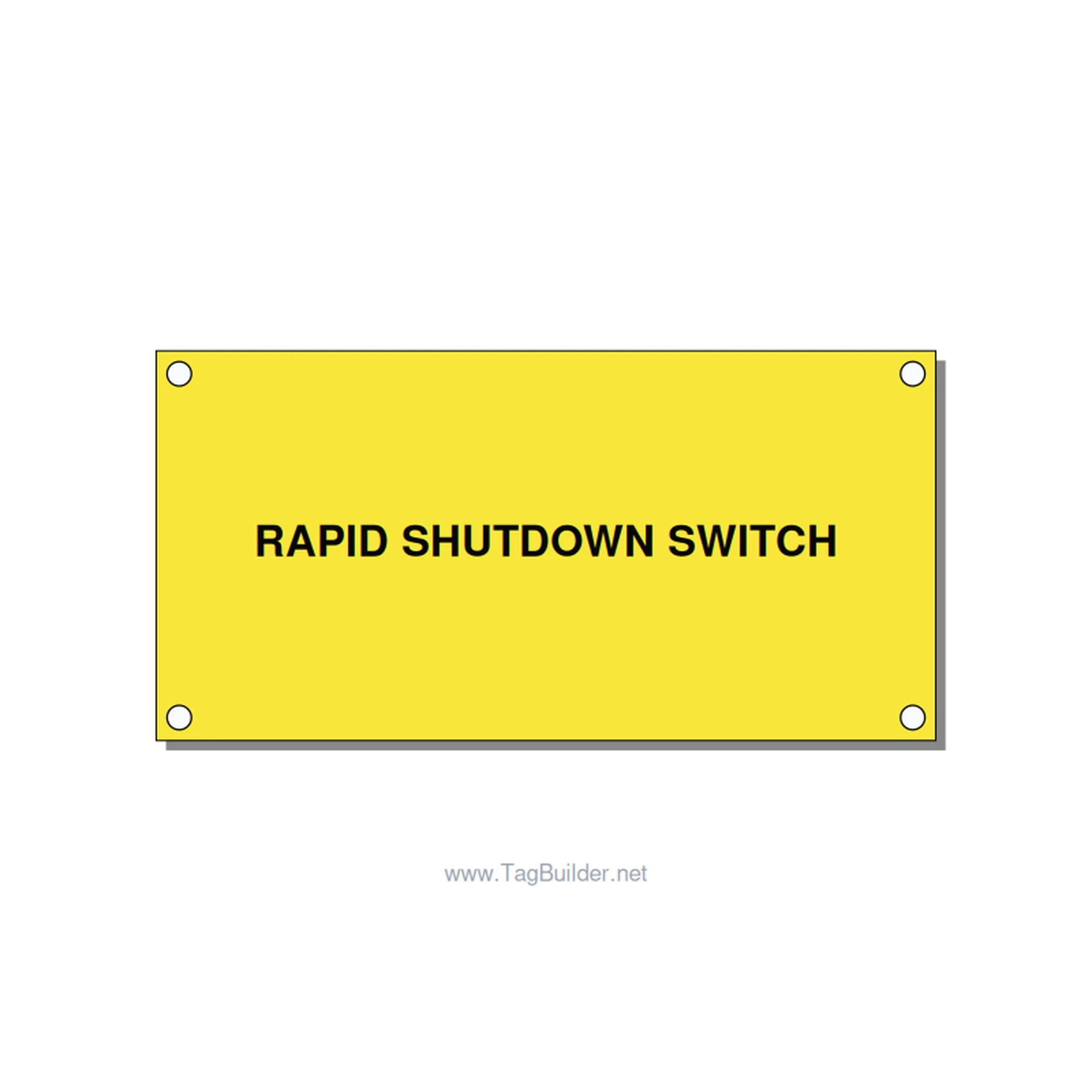4.0x2.0" Safety Label - RAPID SHUTDOWN SWITCH, Black/Yellow, Holes