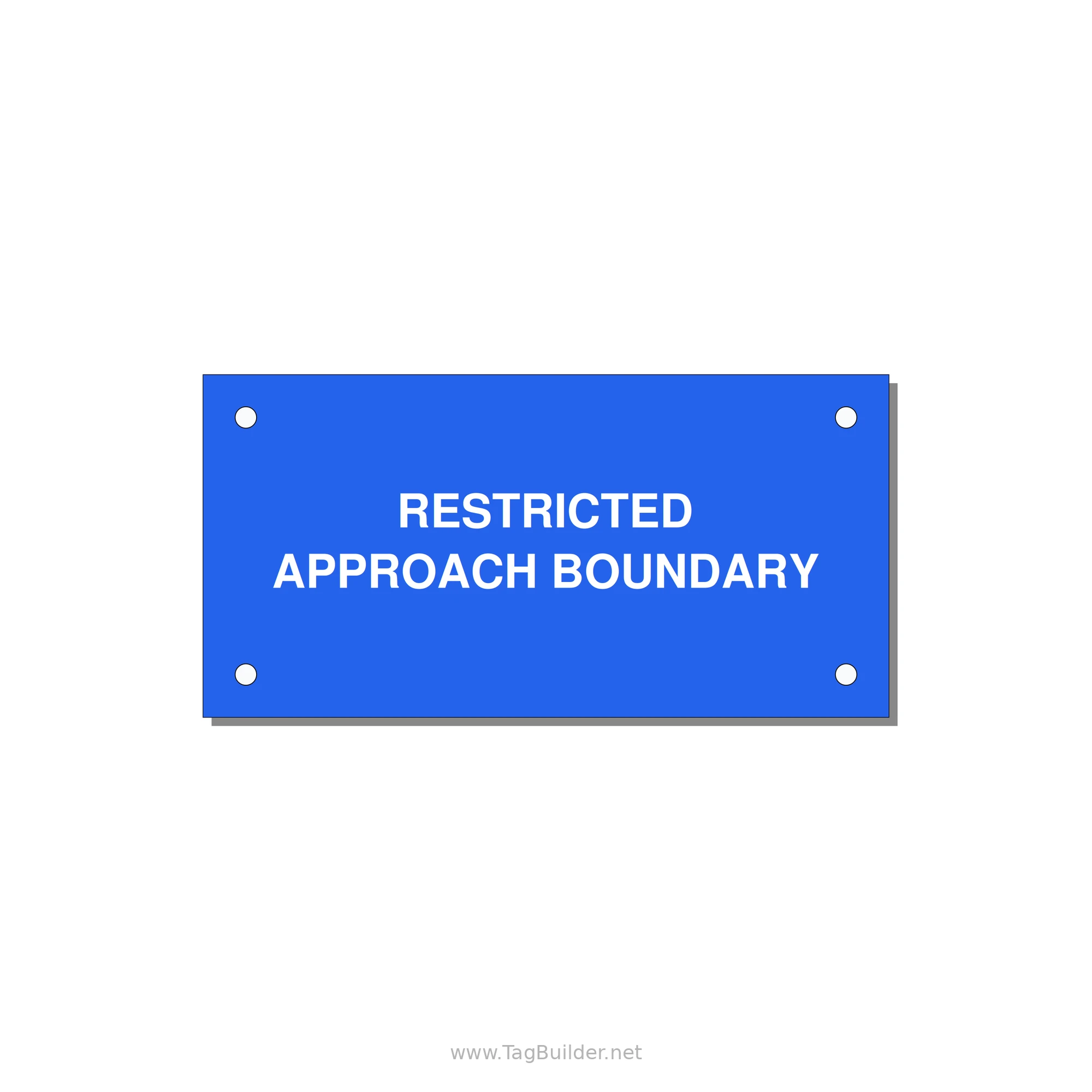 4.0x2.0" Safety Label - RESTRICTED APPROACH BOUND — 4x2" White on Blue, Holes