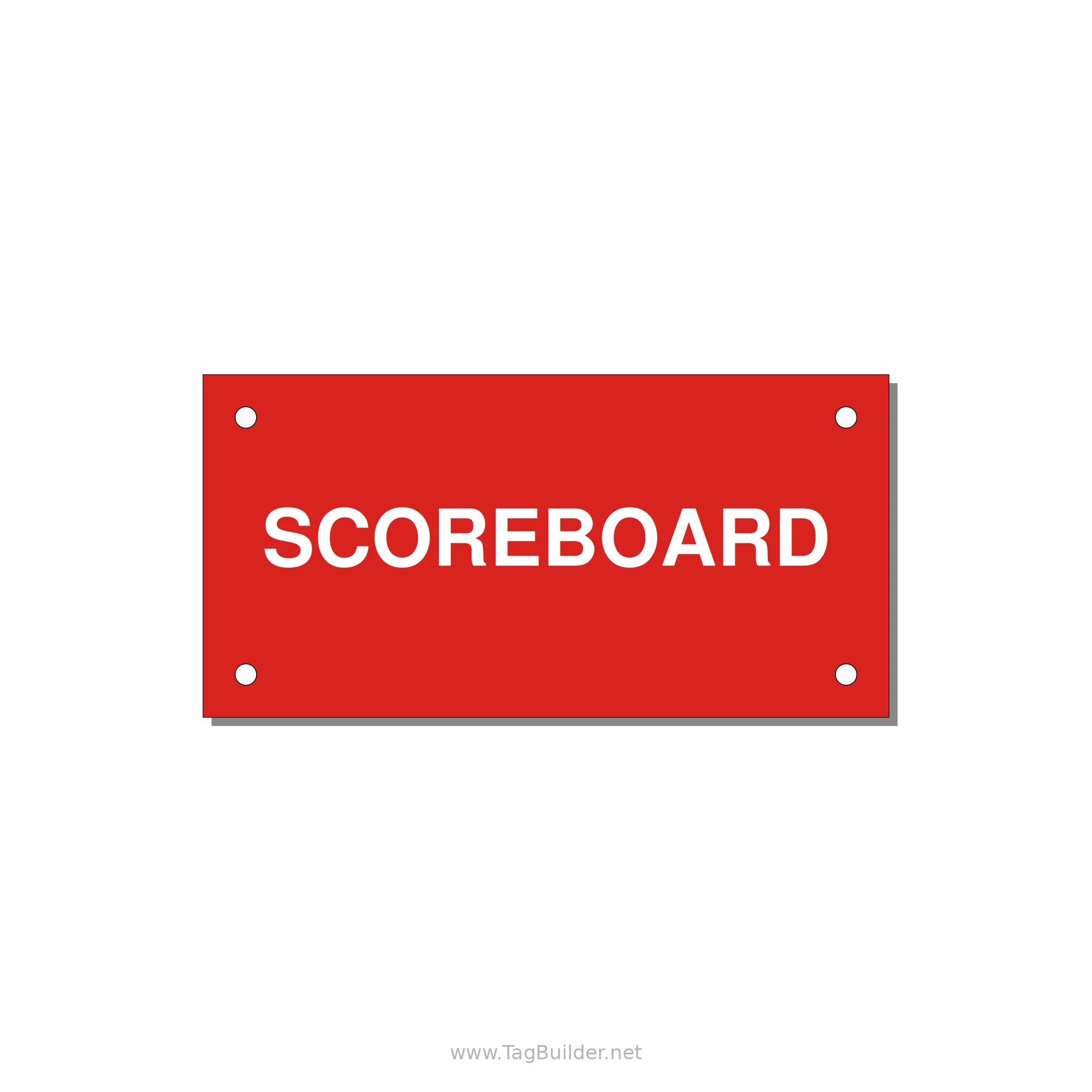 4.0x2.0" Safety Label - SCOREBOARD — 4x2" White on Red, Holes