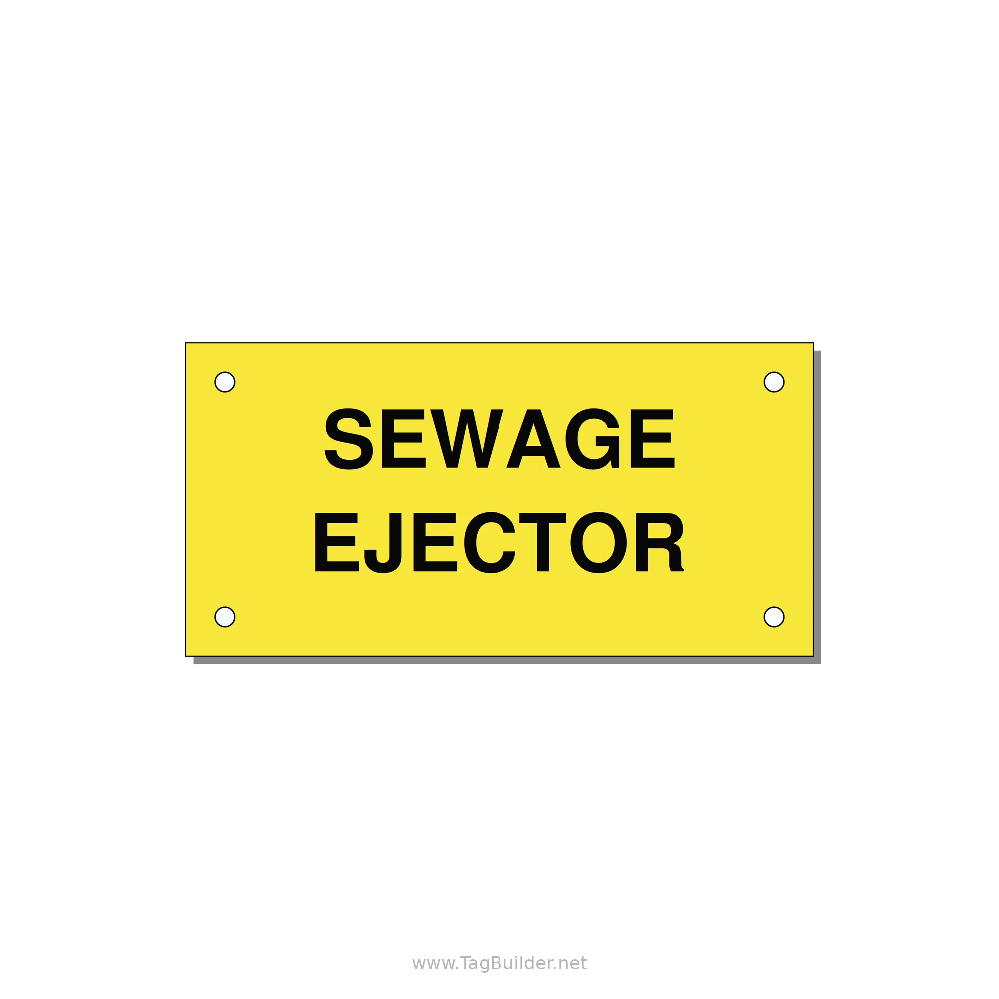 4.0x2.0" Safety Label - SEWAGE EJECTOR — 4x2" Black on Yellow, Holes