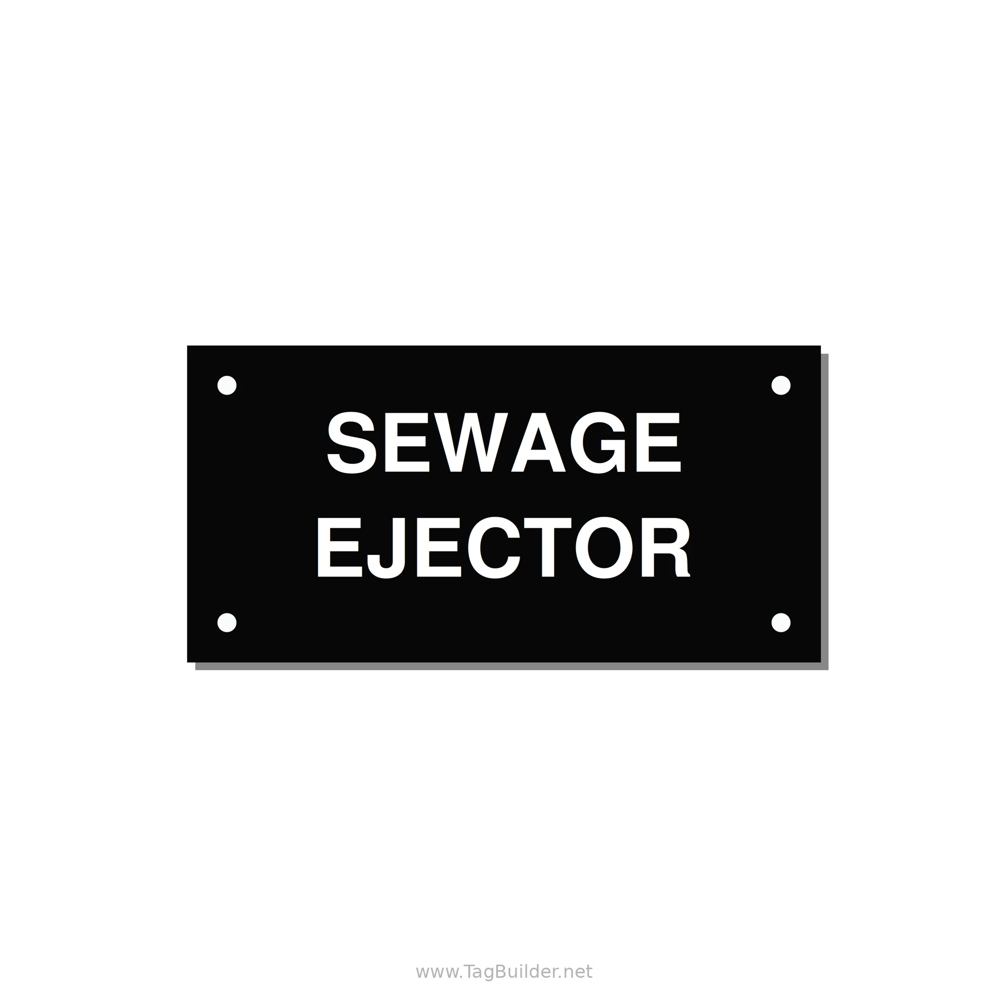 4.0x2.0" Safety Label - SEWAGE EJECTOR — 4x2" White on Black, Holes