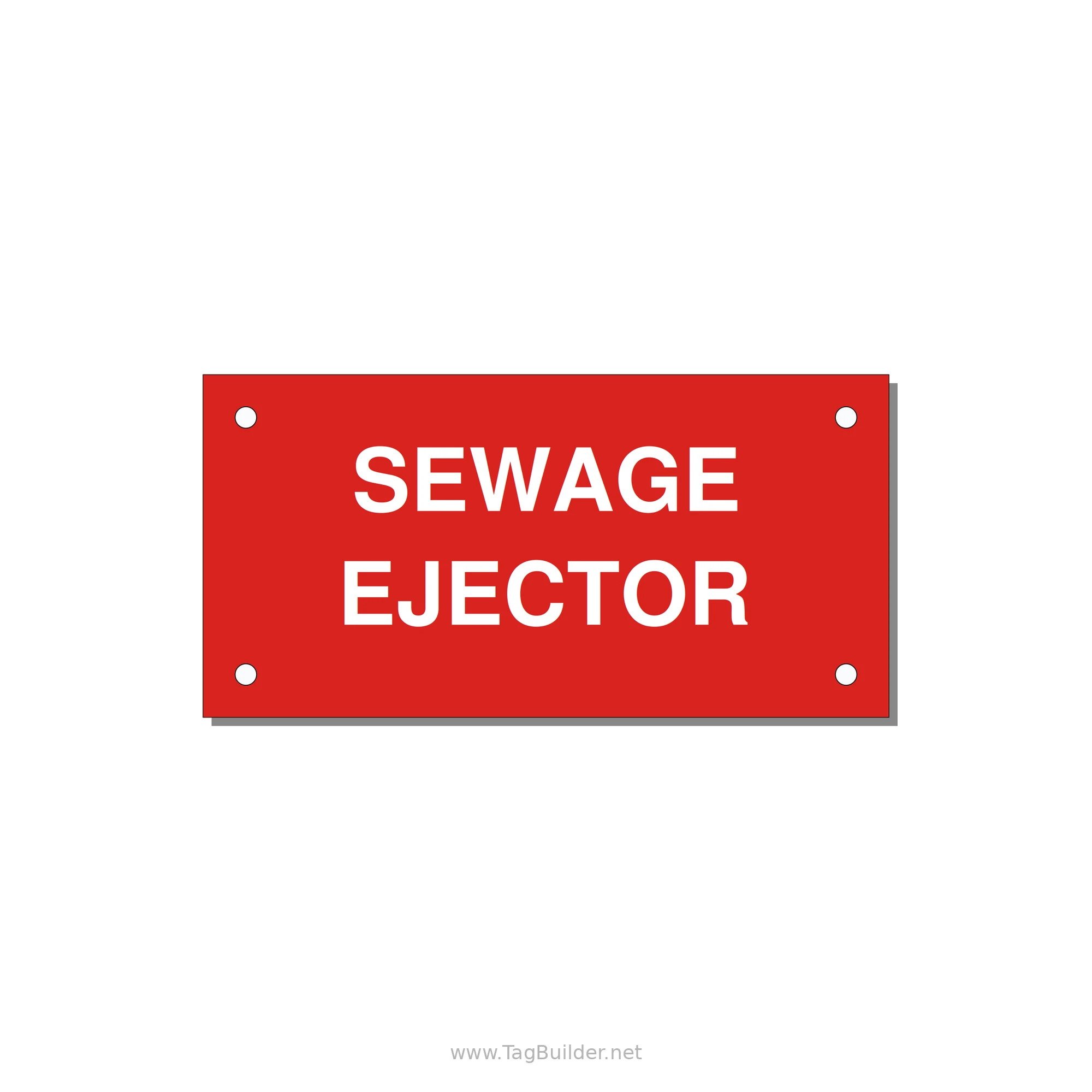 4.0x2.0" Safety Label - SEWAGE EJECTOR — 4x2" White on Red, Holes