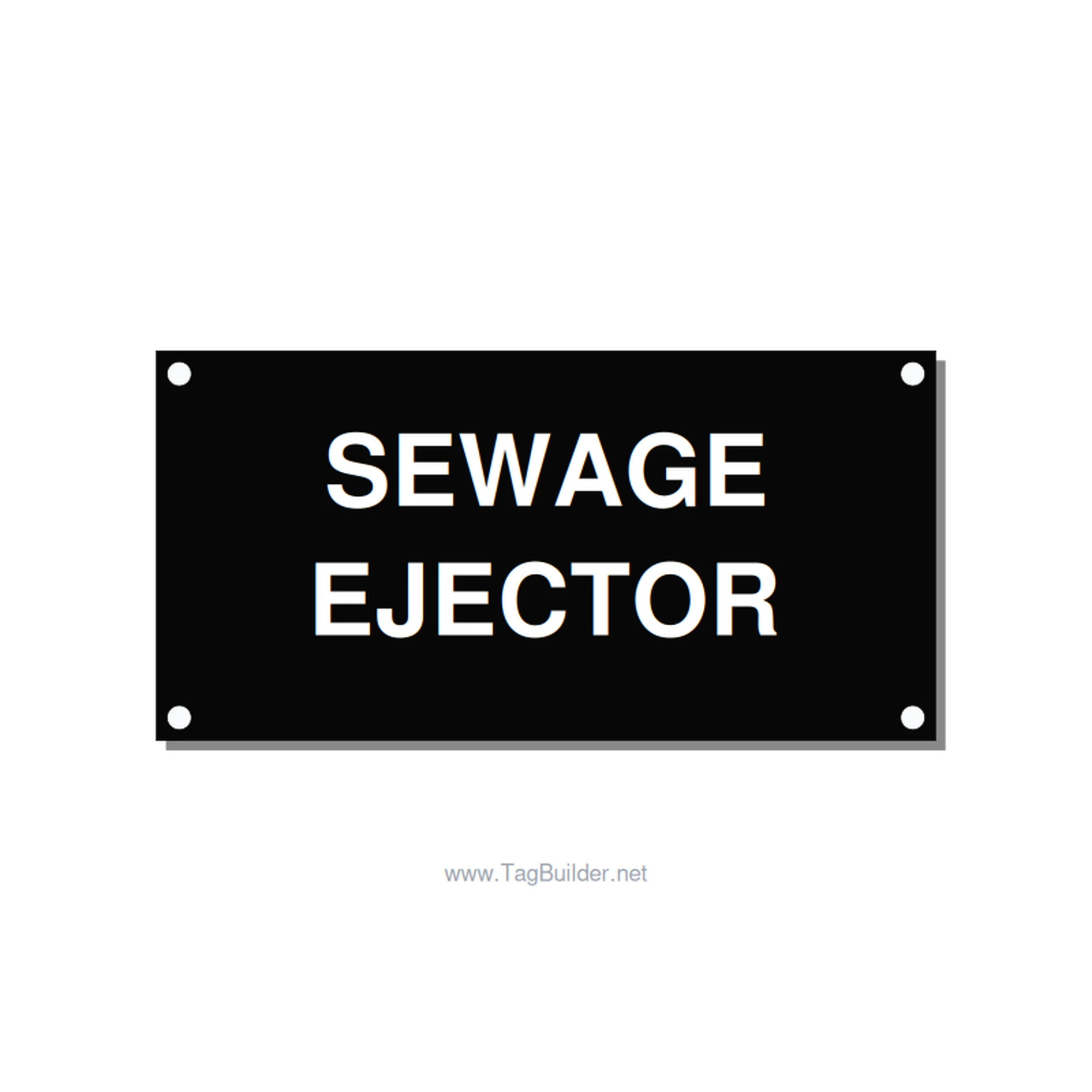 4.0x2.0" Safety Label - SEWAGE EJECTOR, White/Black, Holes