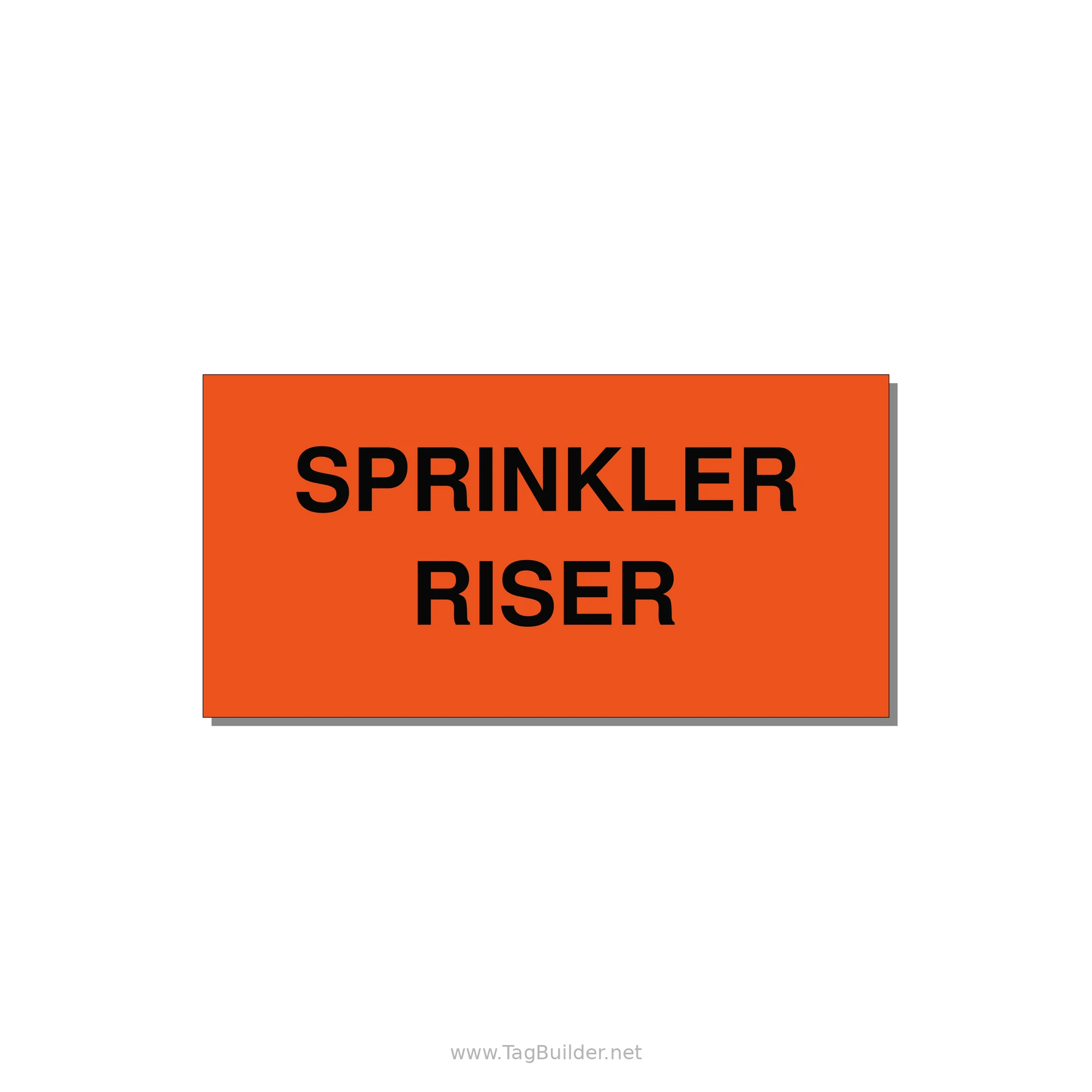 4.0x2.0" Safety Label - SPRINKLER RISER — 4x2" Black on Orange, Adhesive