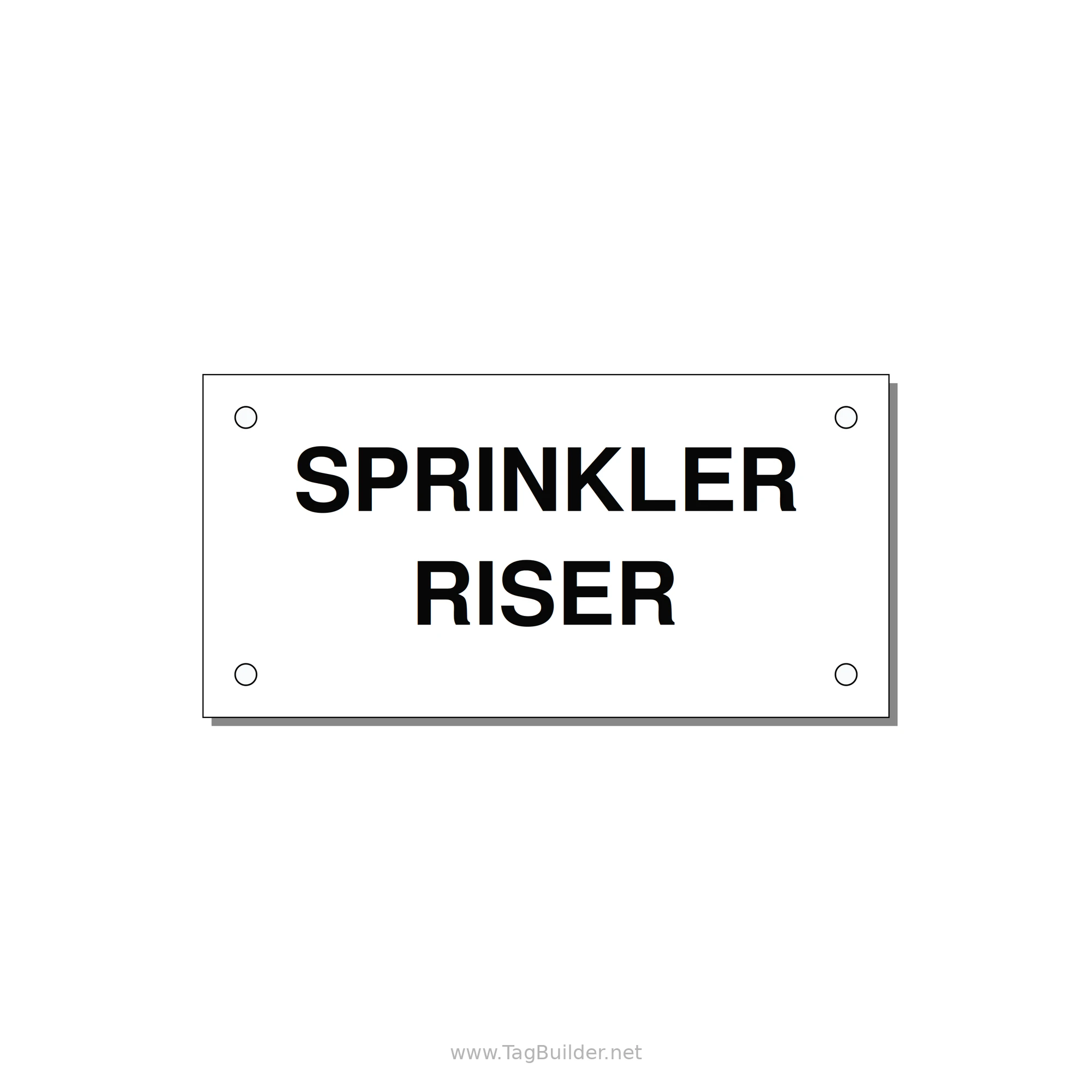 4.0x2.0" Safety Label - SPRINKLER RISER — 4x2" Black on White, Holes