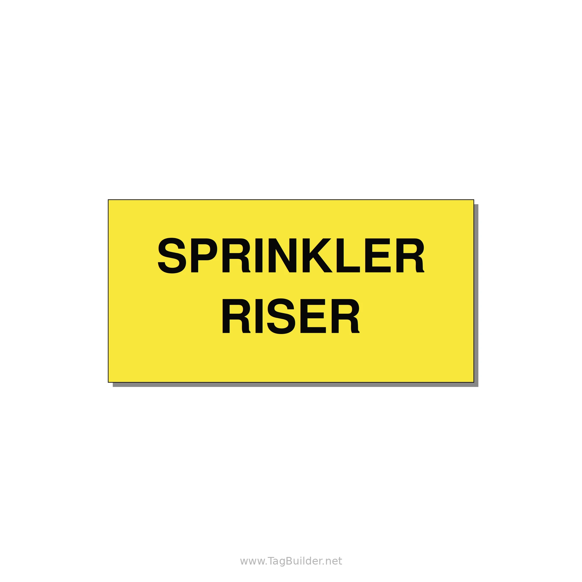 4.0x2.0" Safety Label - SPRINKLER RISER — 4x2" Black on Yellow, Adhesive