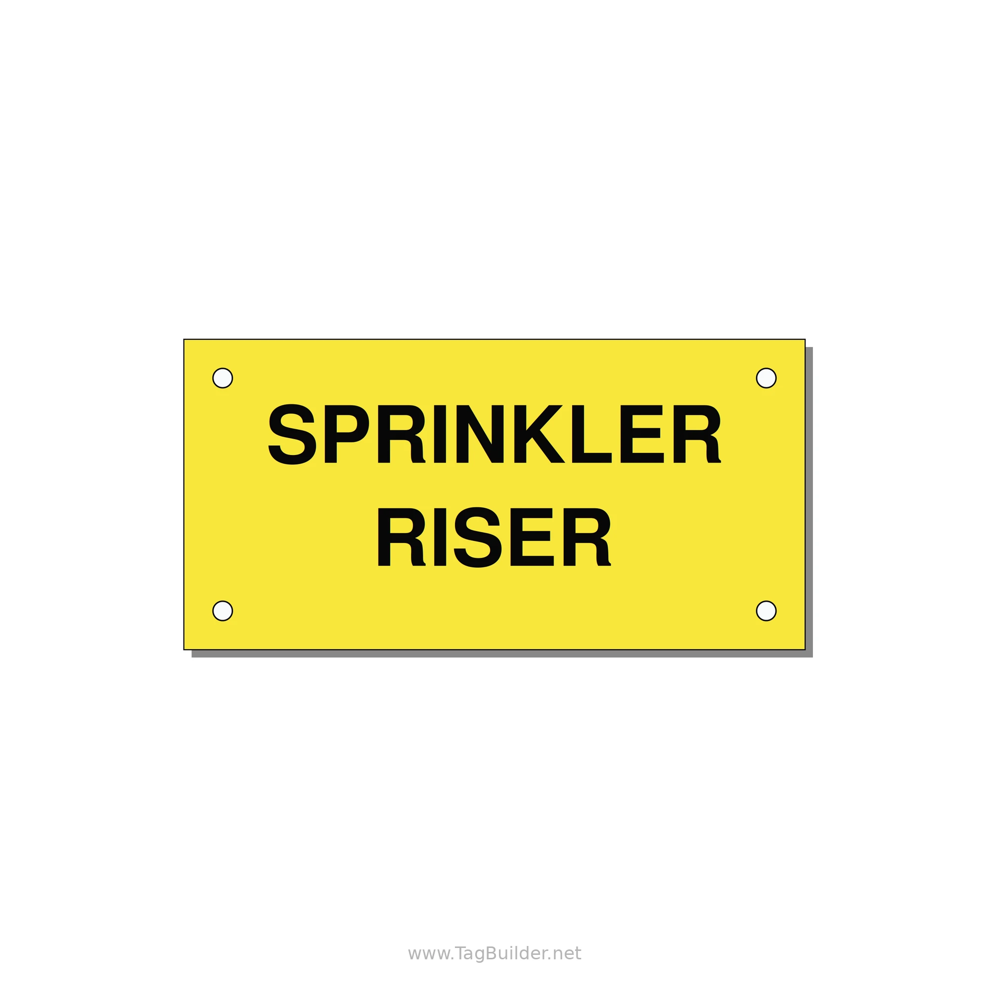 4.0x2.0" Safety Label - SPRINKLER RISER — 4x2" Black on Yellow, Holes