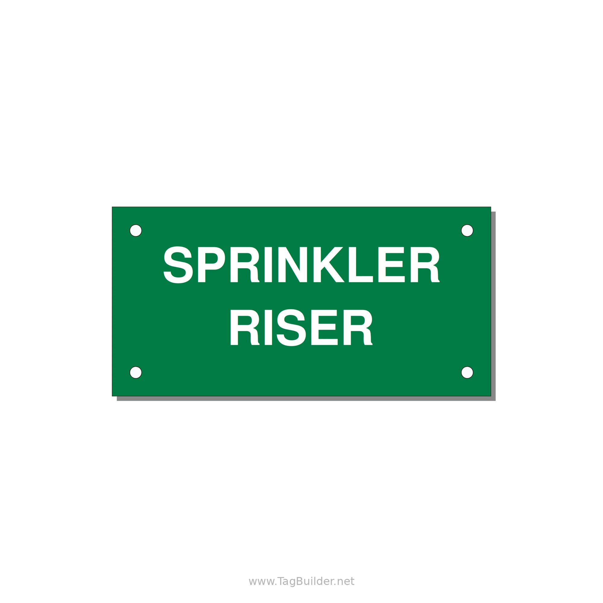 4.0x2.0" Safety Label - SPRINKLER RISER — 4x2" White on Green, Holes