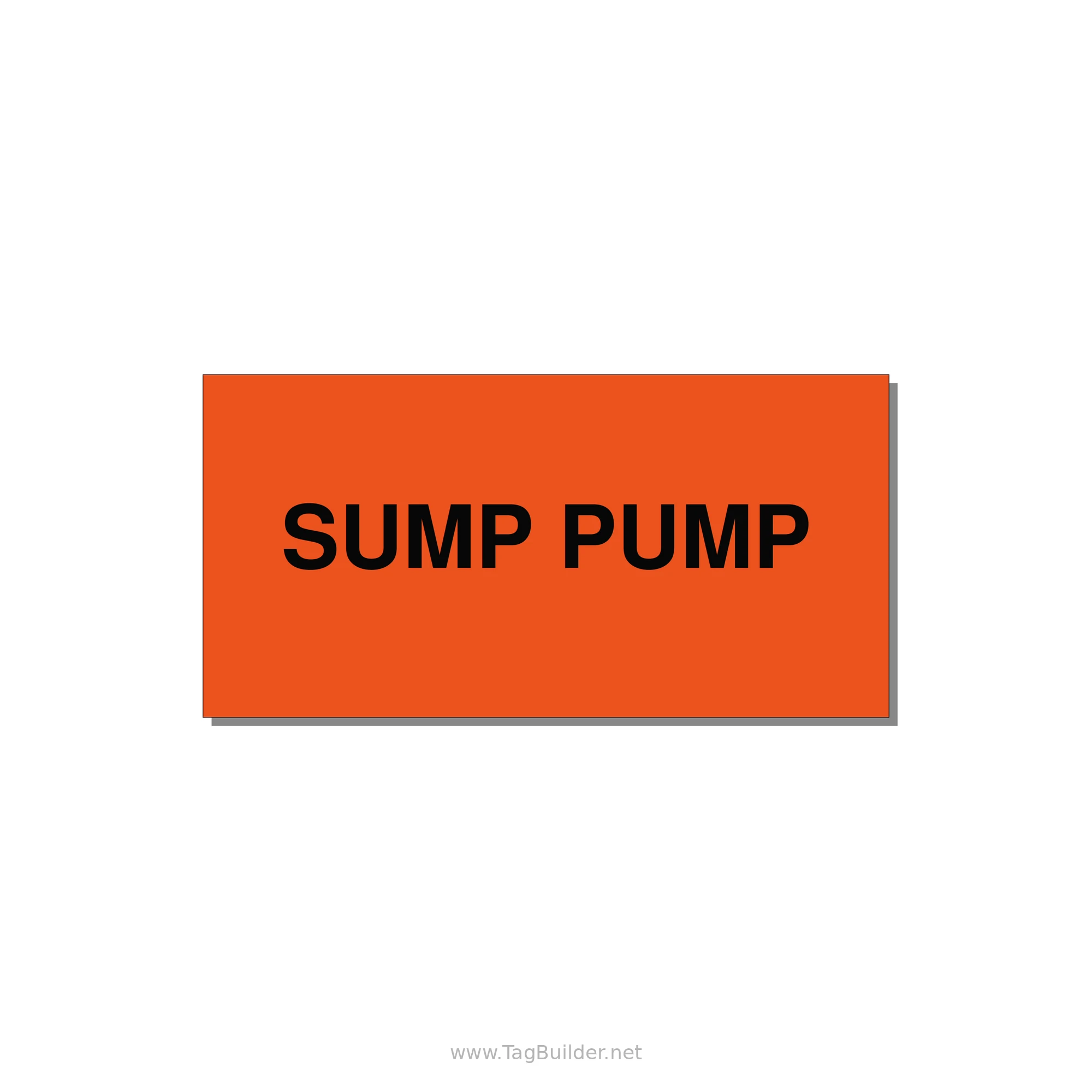 4.0x2.0" Safety Label - SUMP PUMP — 4x2" Black on Orange, Adhesive