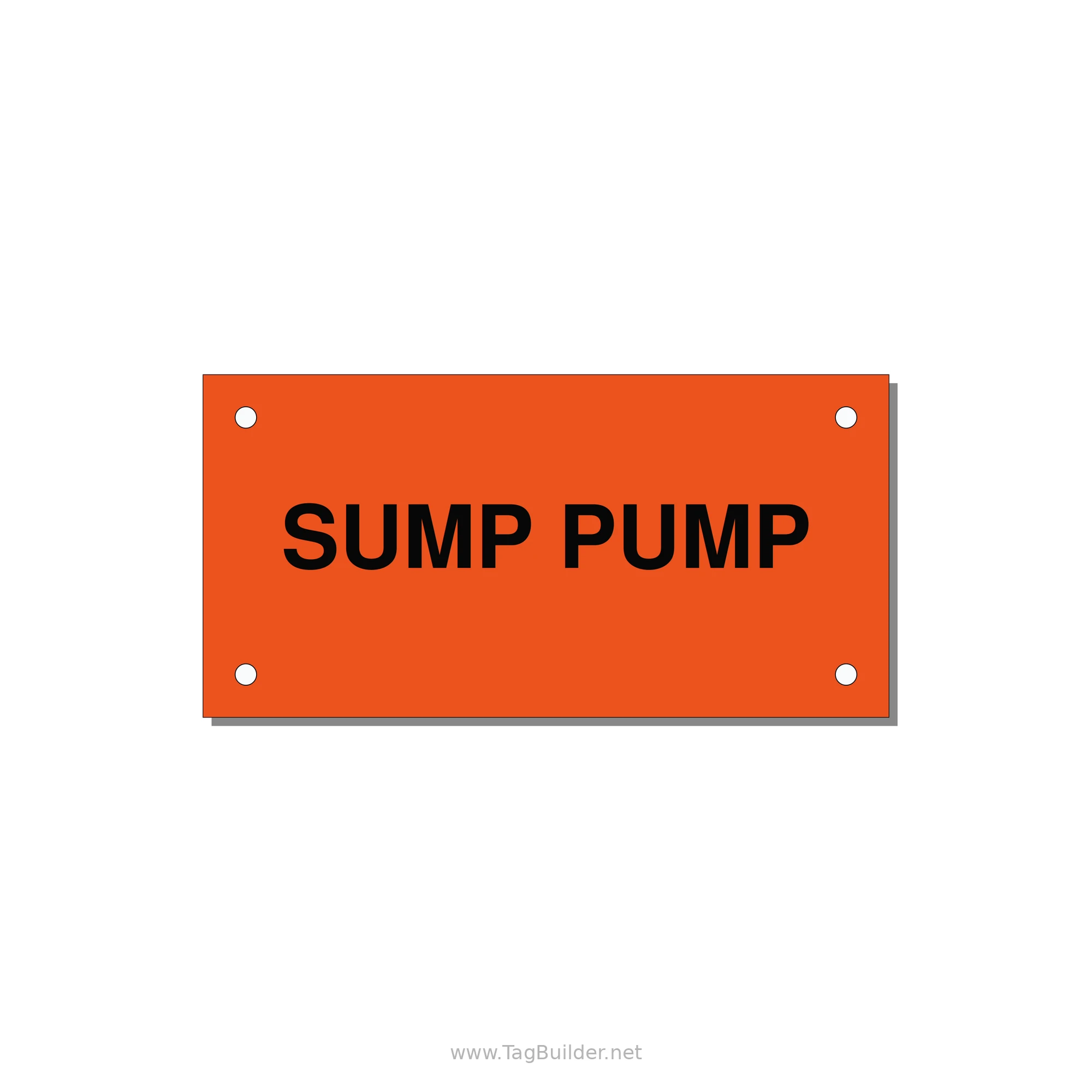 4.0x2.0" Safety Label - SUMP PUMP — 4x2" Black on Orange, Holes