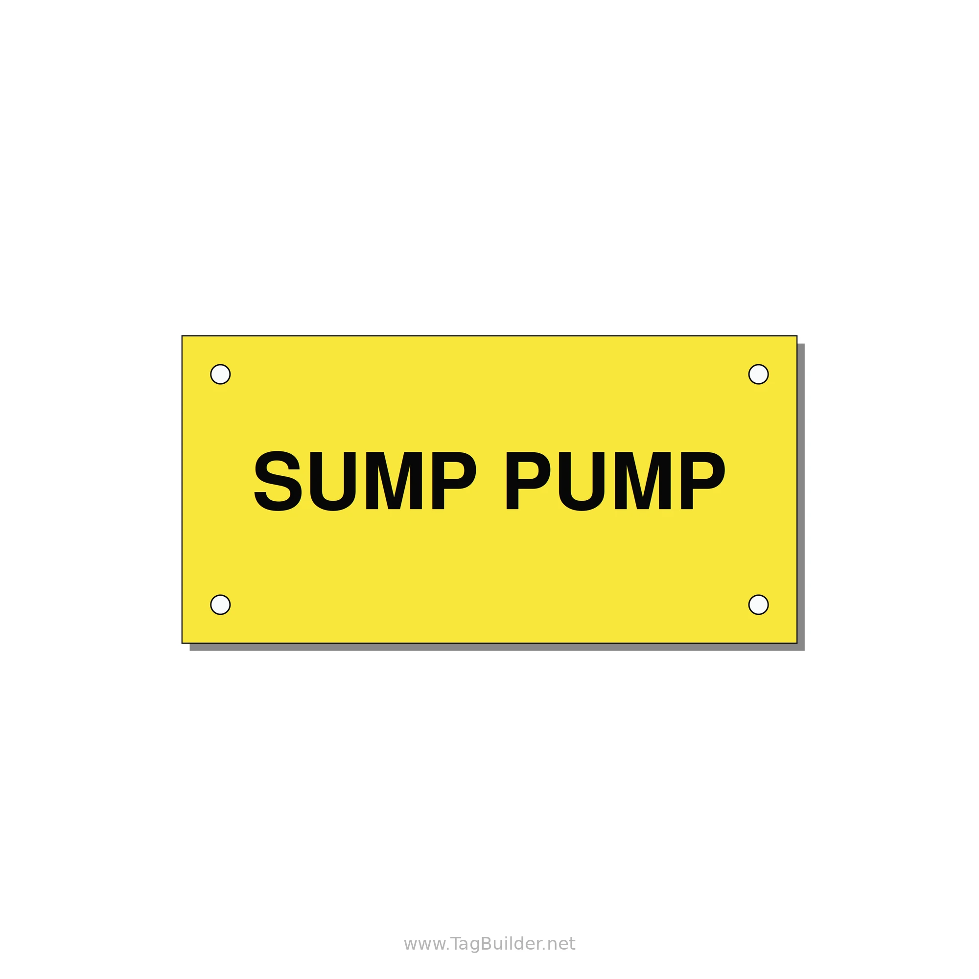 4.0x2.0" Safety Label - SUMP PUMP — 4x2" Black on Yellow, Holes