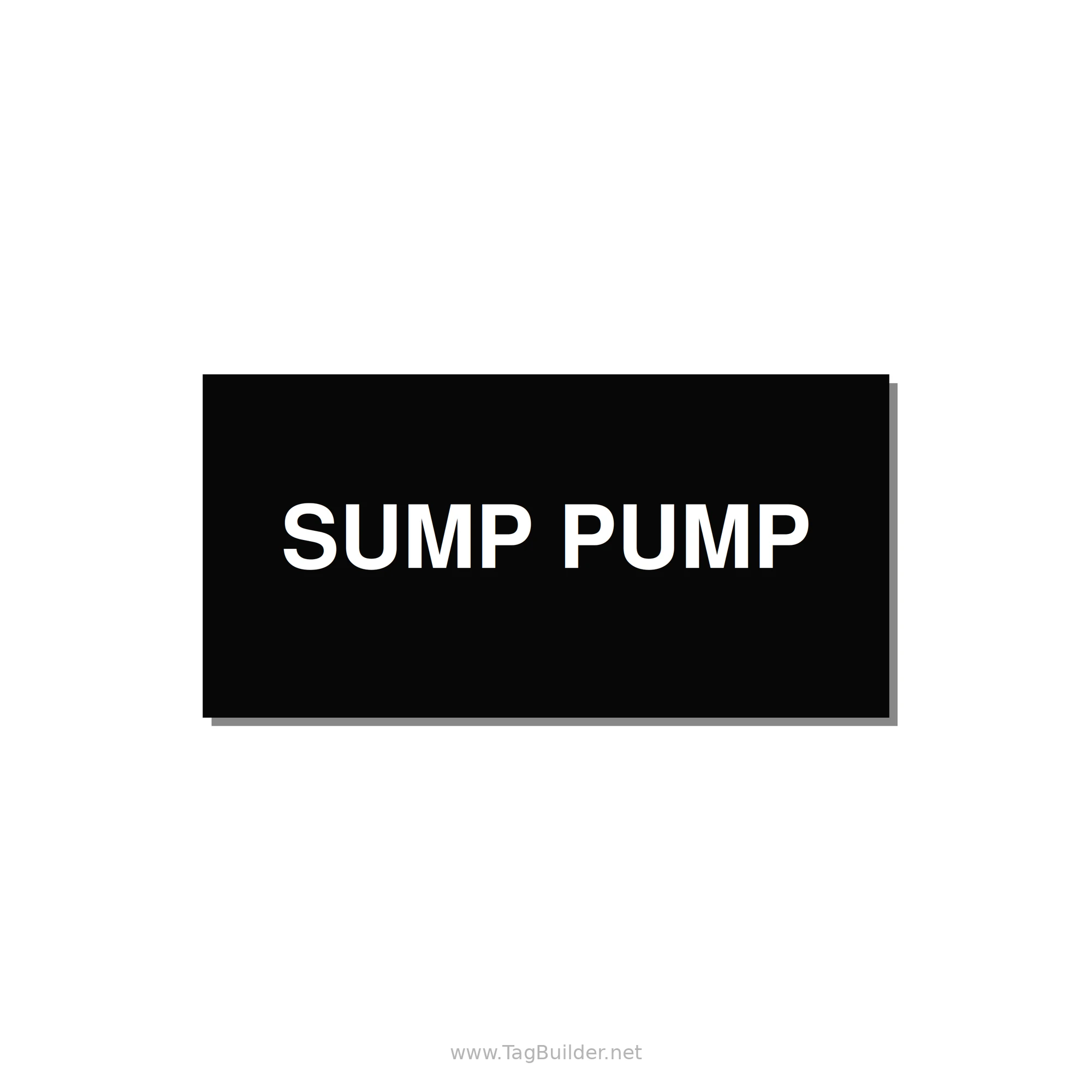4.0x2.0" Safety Label - SUMP PUMP — 4x2" White on Black, Adhesive