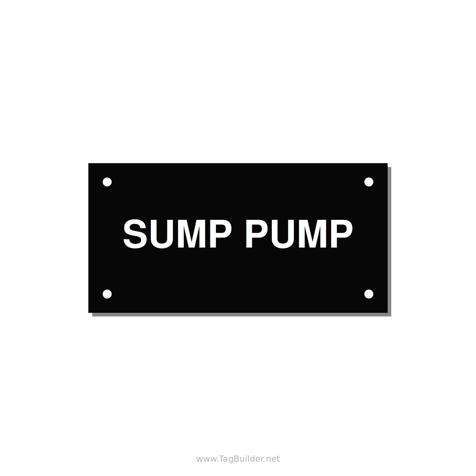 4.0x2.0" Safety Label - SUMP PUMP — 4x2" White on Black, Holes