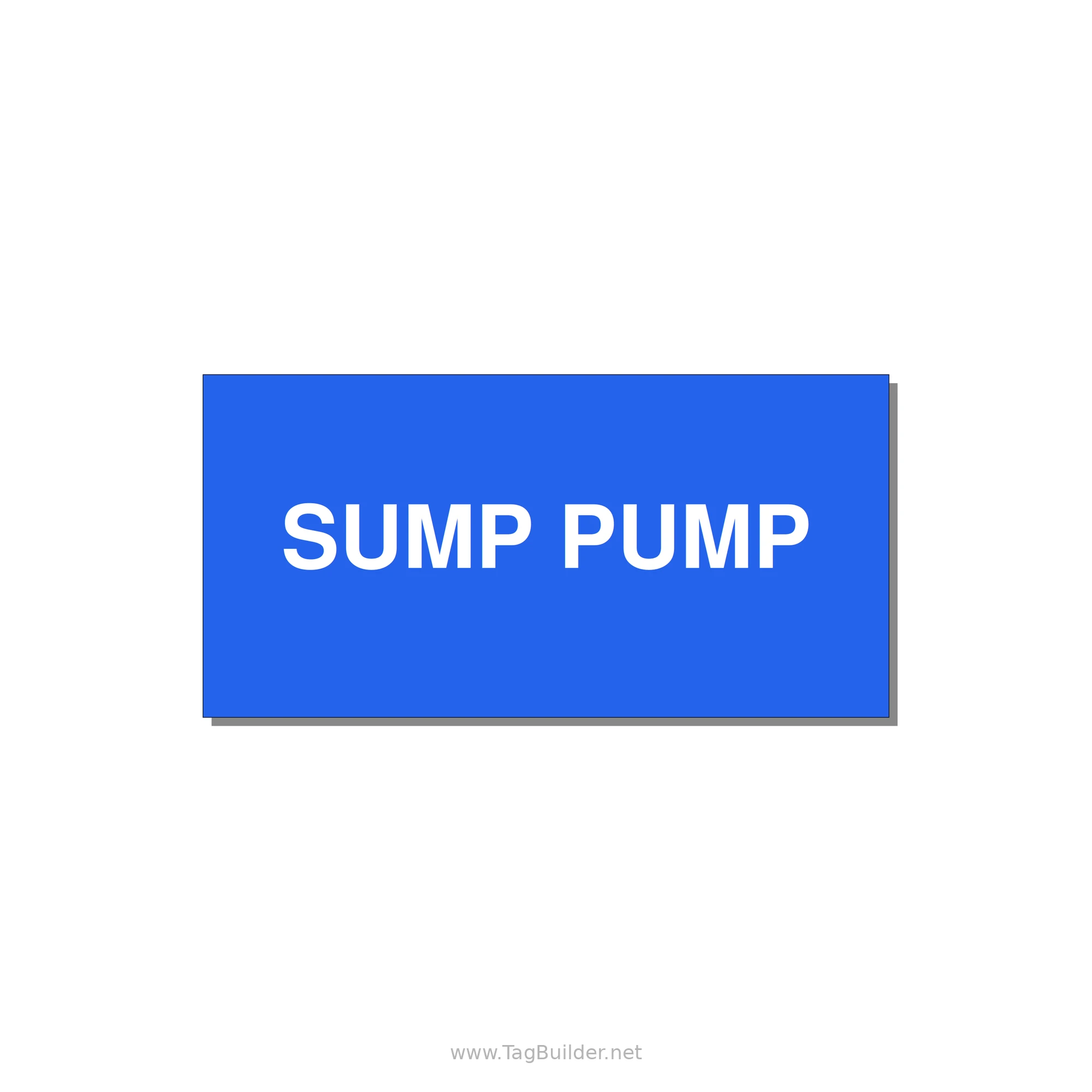 4.0x2.0" Safety Label - SUMP PUMP — 4x2" White on Blue, Adhesive