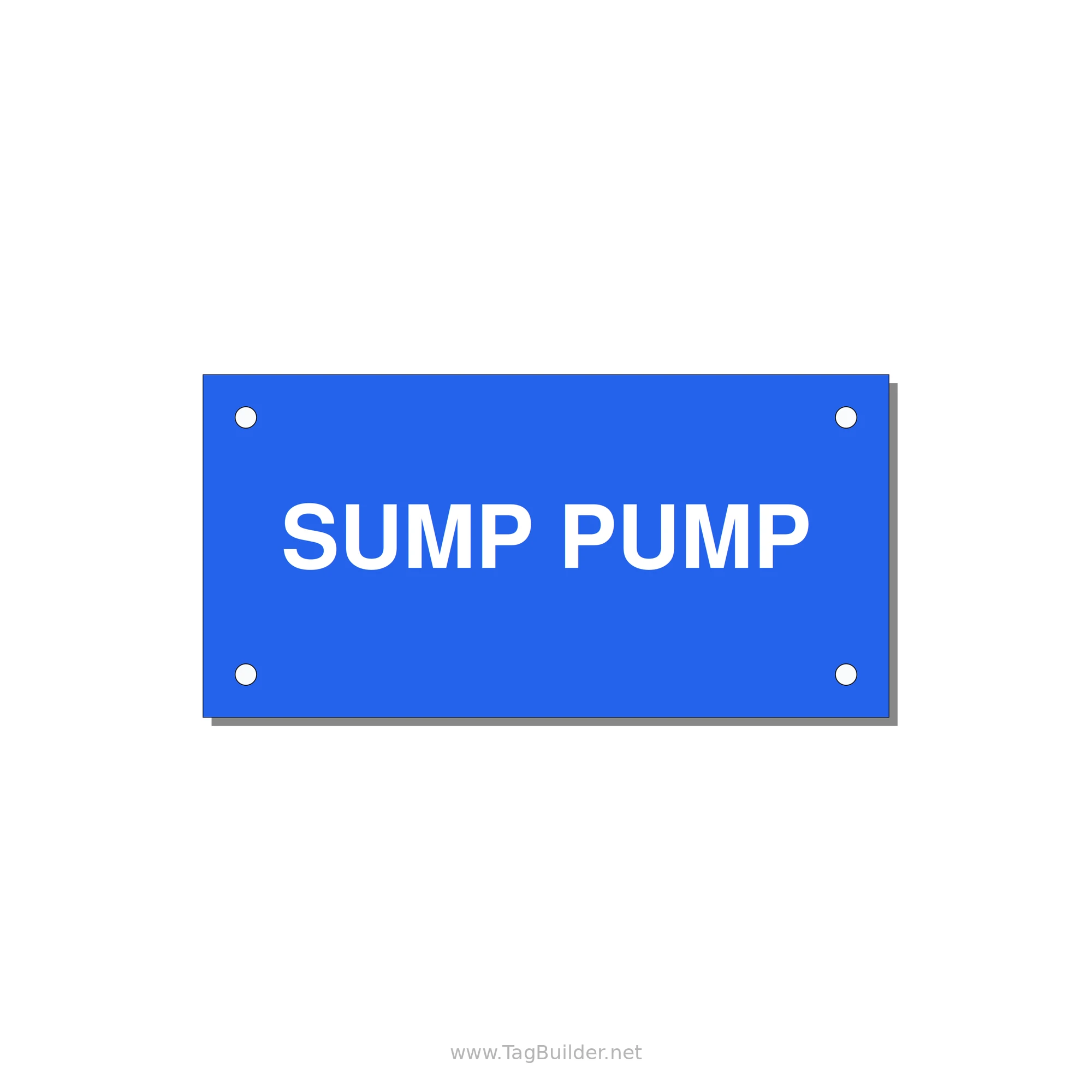 4.0x2.0" Safety Label - SUMP PUMP — 4x2" White on Blue, Holes