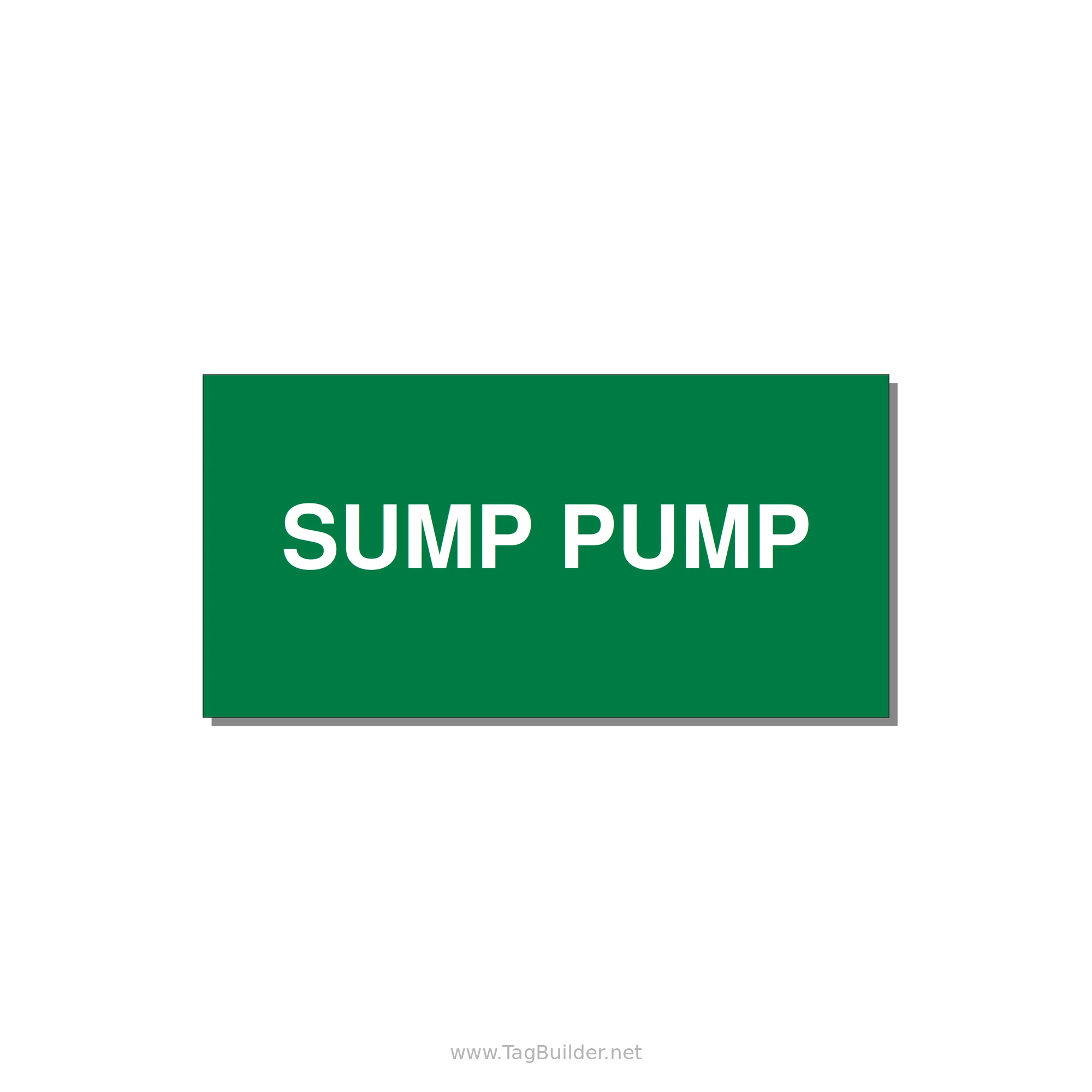 4.0x2.0" Safety Label - SUMP PUMP — 4x2" White on Green, Adhesive