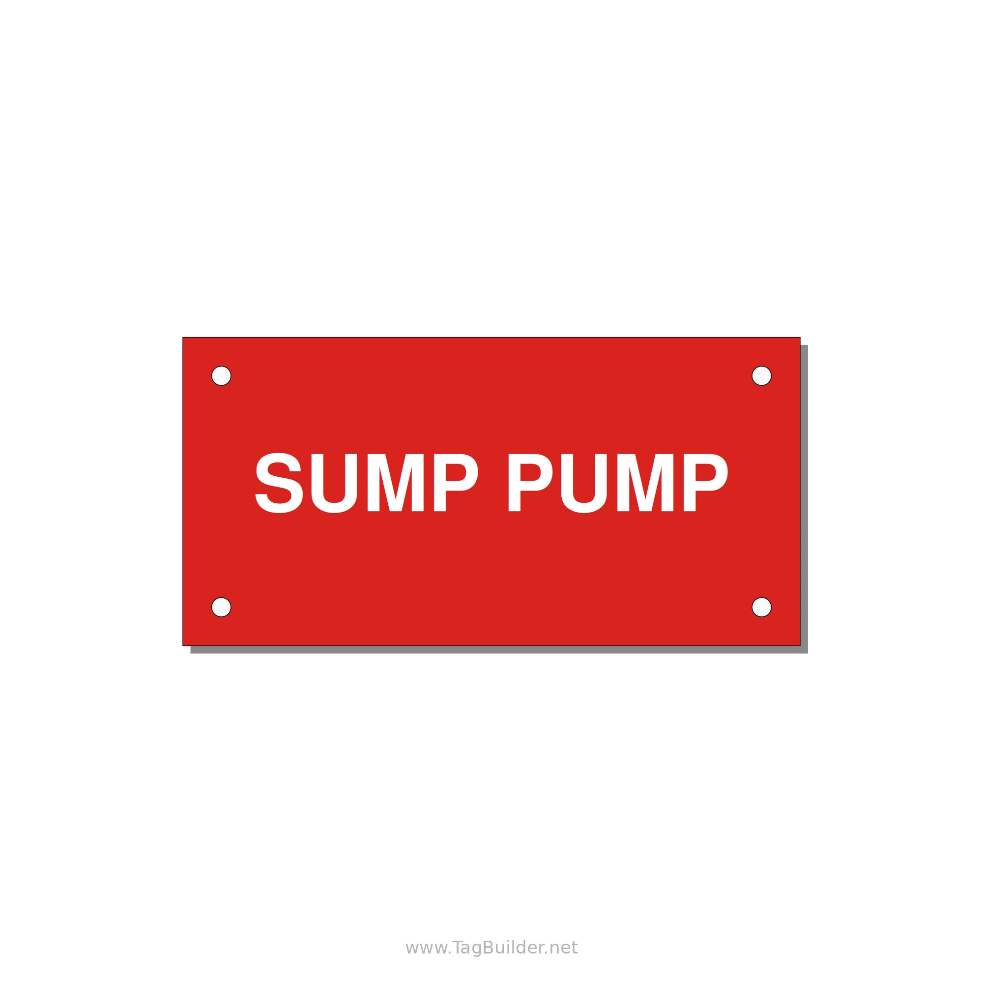 4.0x2.0" Safety Label - SUMP PUMP — 4x2" White on Red, Holes