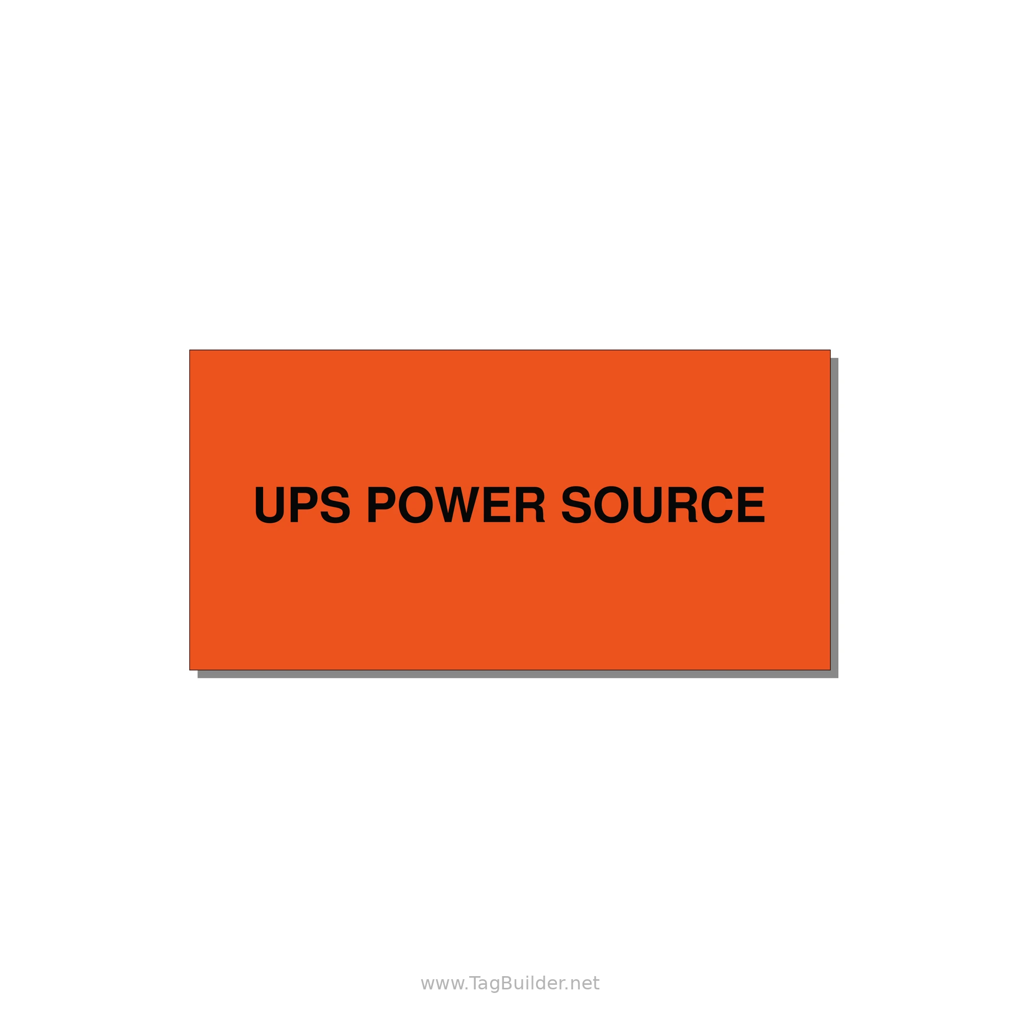 4.0x2.0" Safety Label - UPS POWER SOURCE — 4x2" Black on Orange, Adhesive