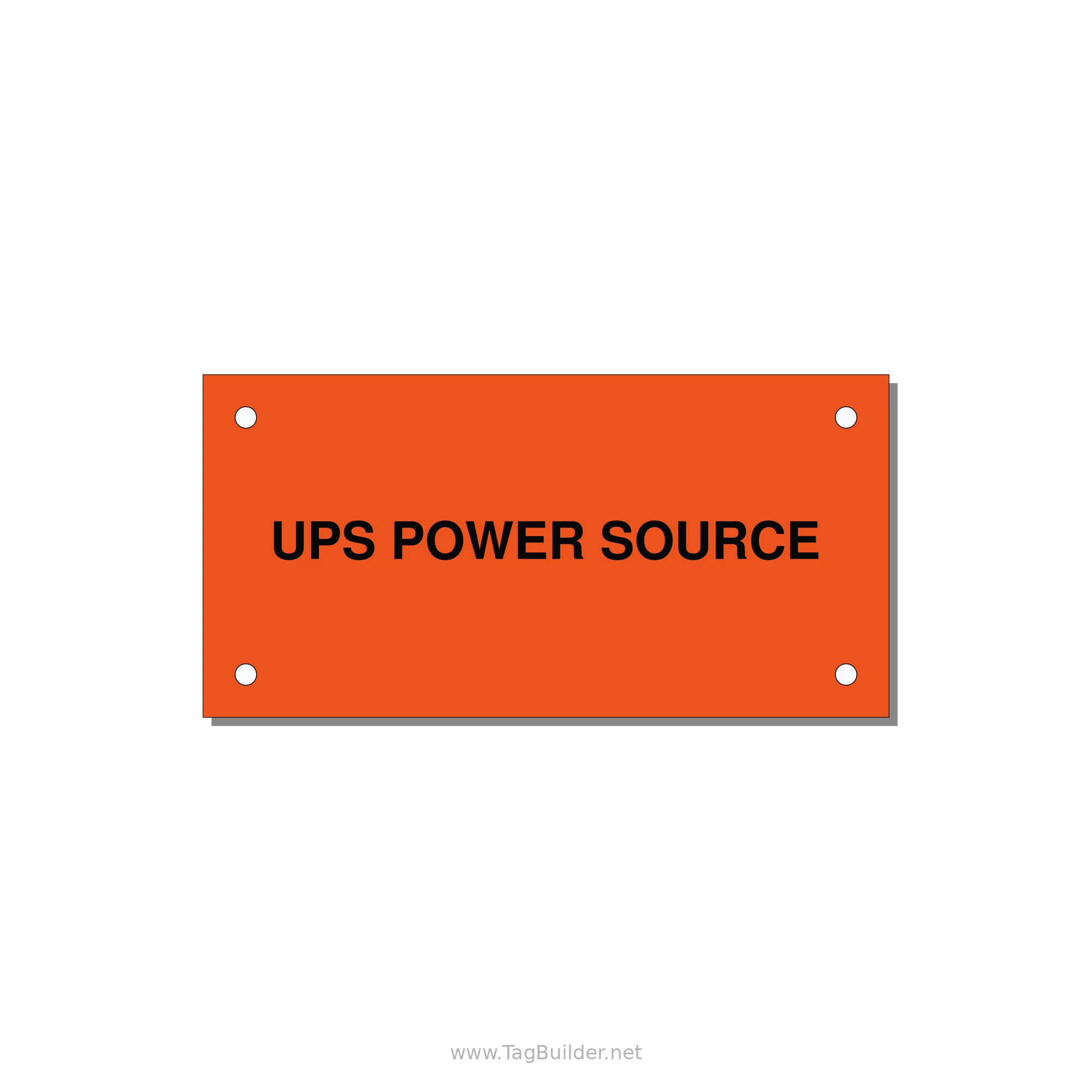 4.0x2.0" Safety Label - UPS POWER SOURCE — 4x2" Black on Orange, Holes