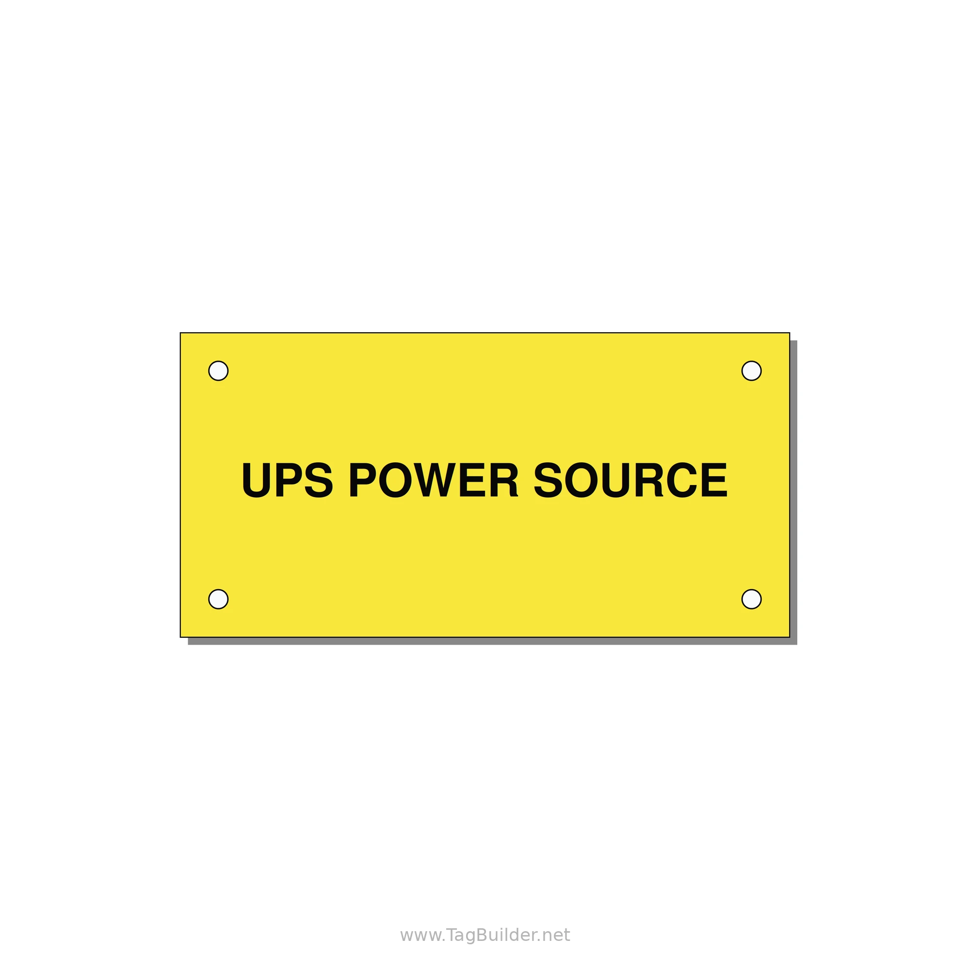 4.0x2.0" Safety Label - UPS POWER SOURCE — 4x2" Black on Yellow, Holes