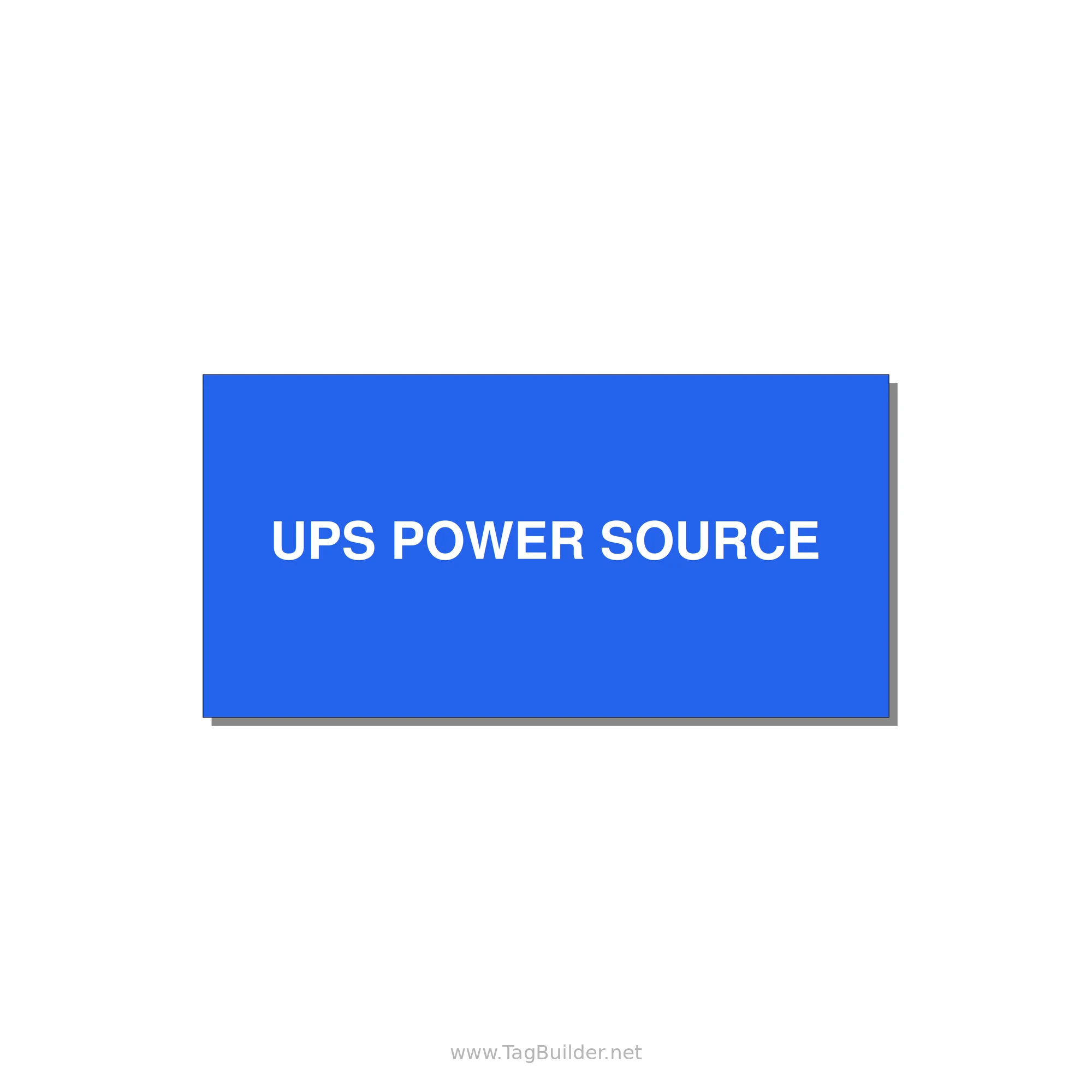 4.0x2.0" Safety Label - UPS POWER SOURCE — 4x2" White on Blue, Adhesive