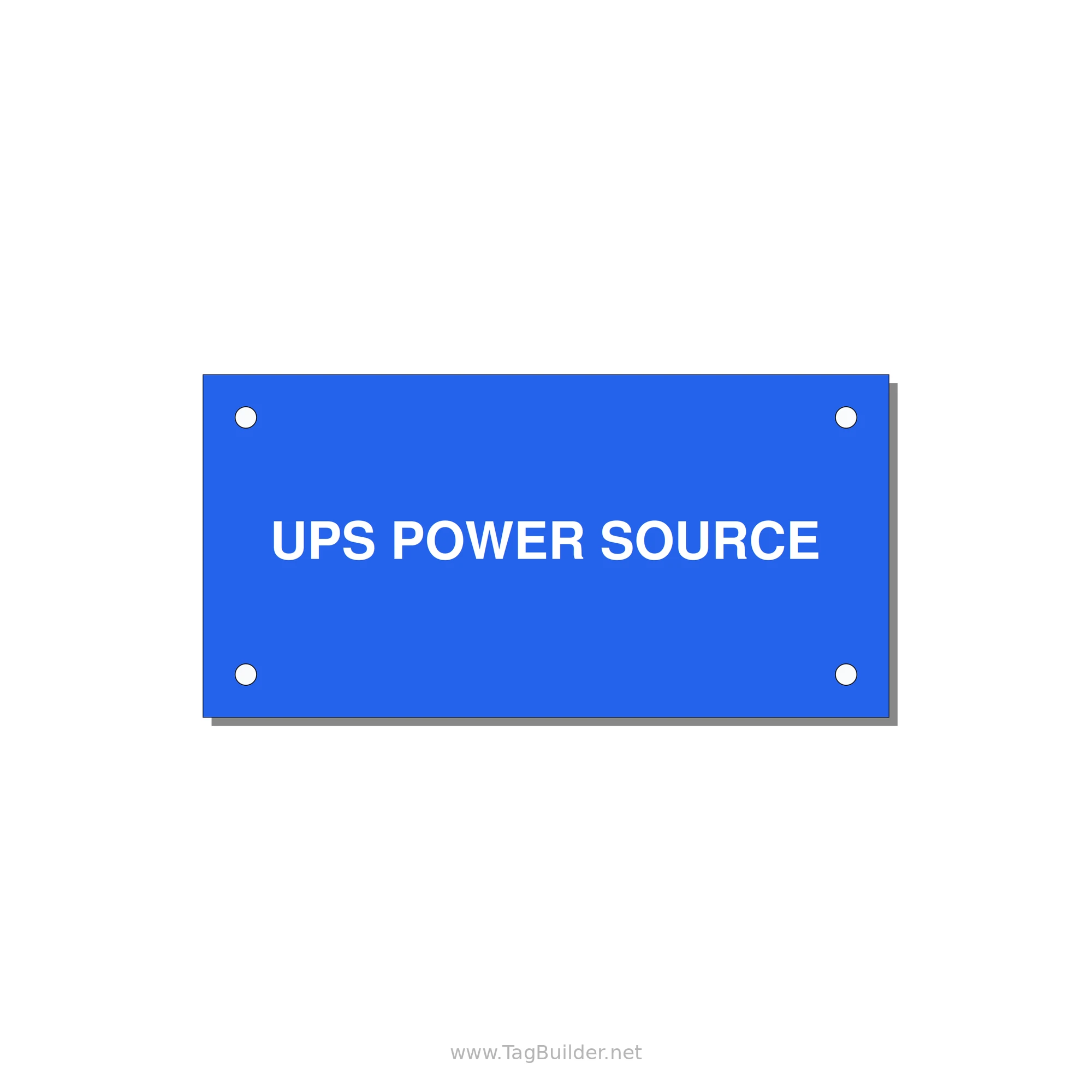 4.0x2.0" Safety Label - UPS POWER SOURCE — 4x2" White on Blue, Holes