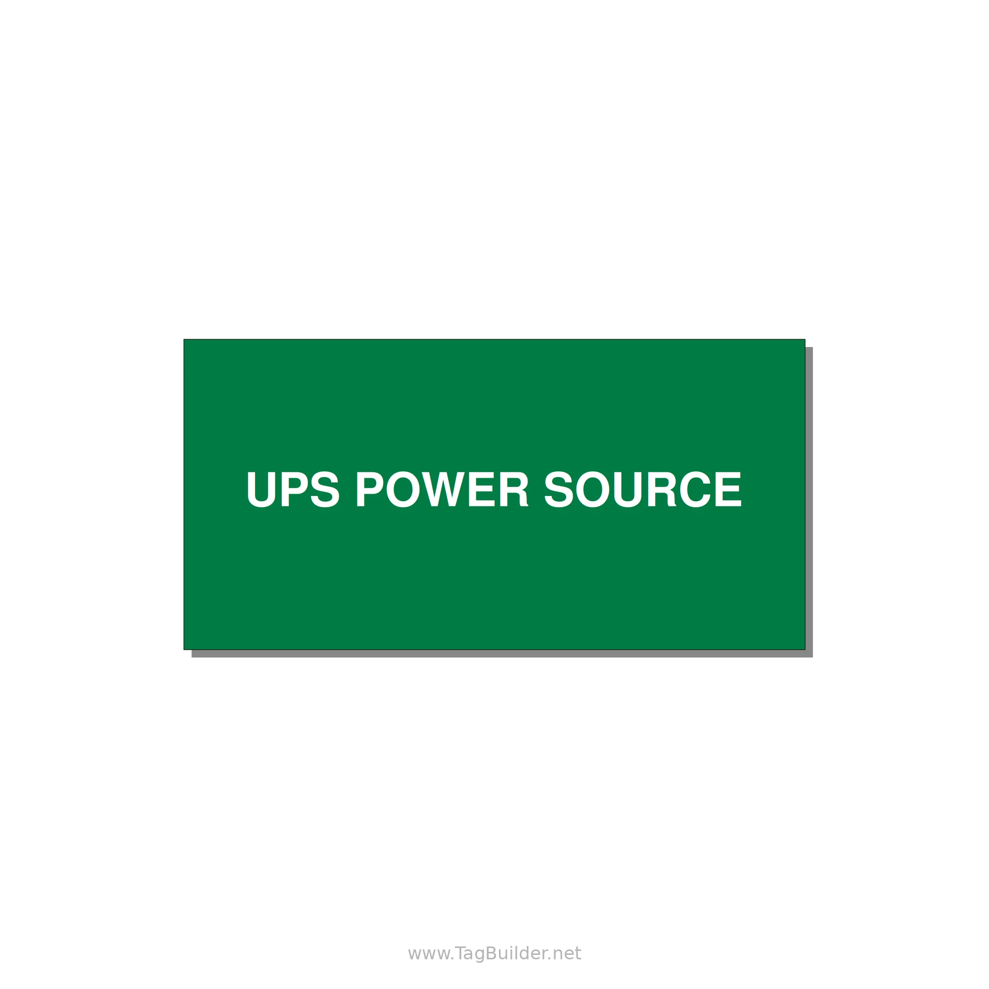 4.0x2.0" Safety Label - UPS POWER SOURCE — 4x2" White on Green, Adhesive