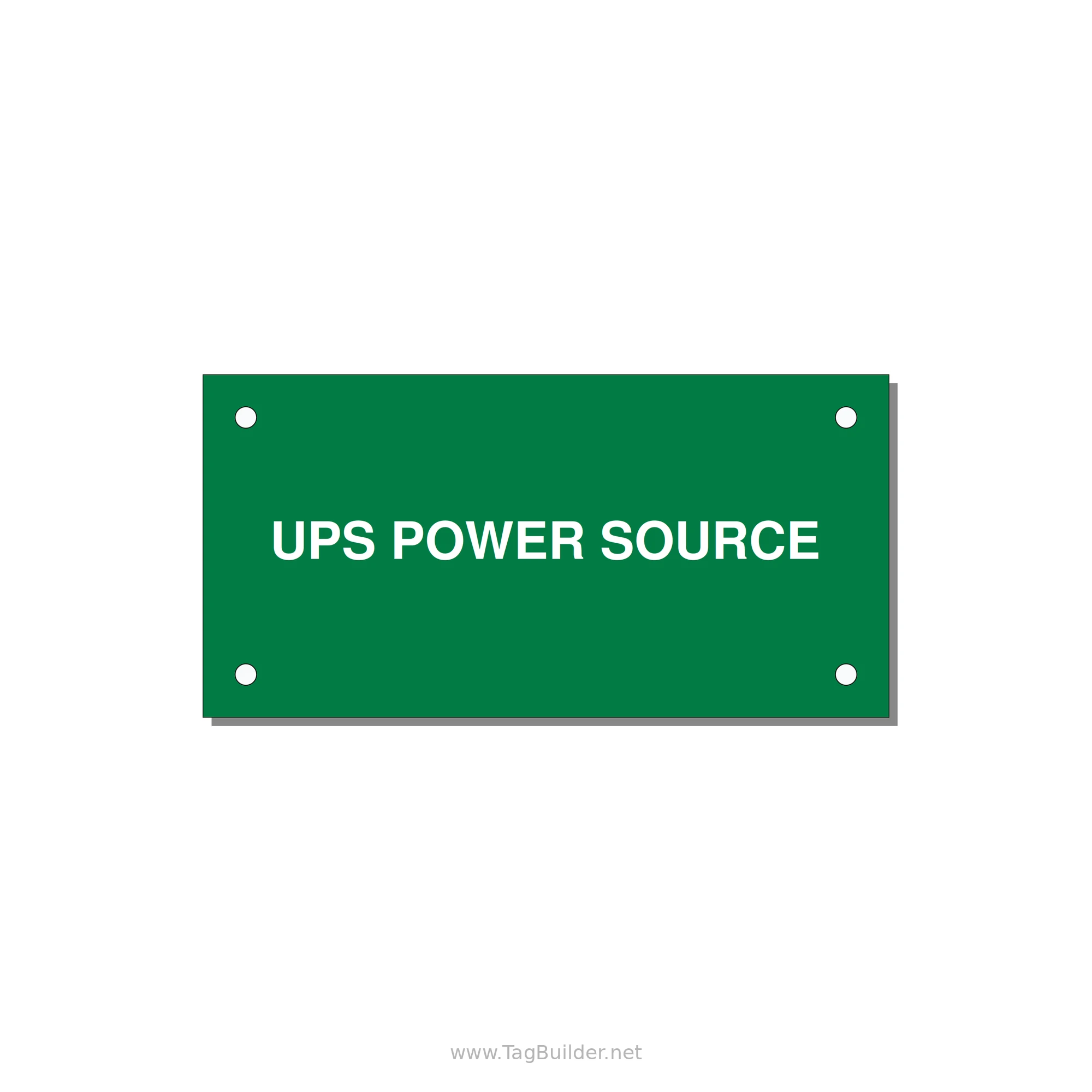 4.0x2.0" Safety Label - UPS POWER SOURCE — 4x2" White on Green, Holes