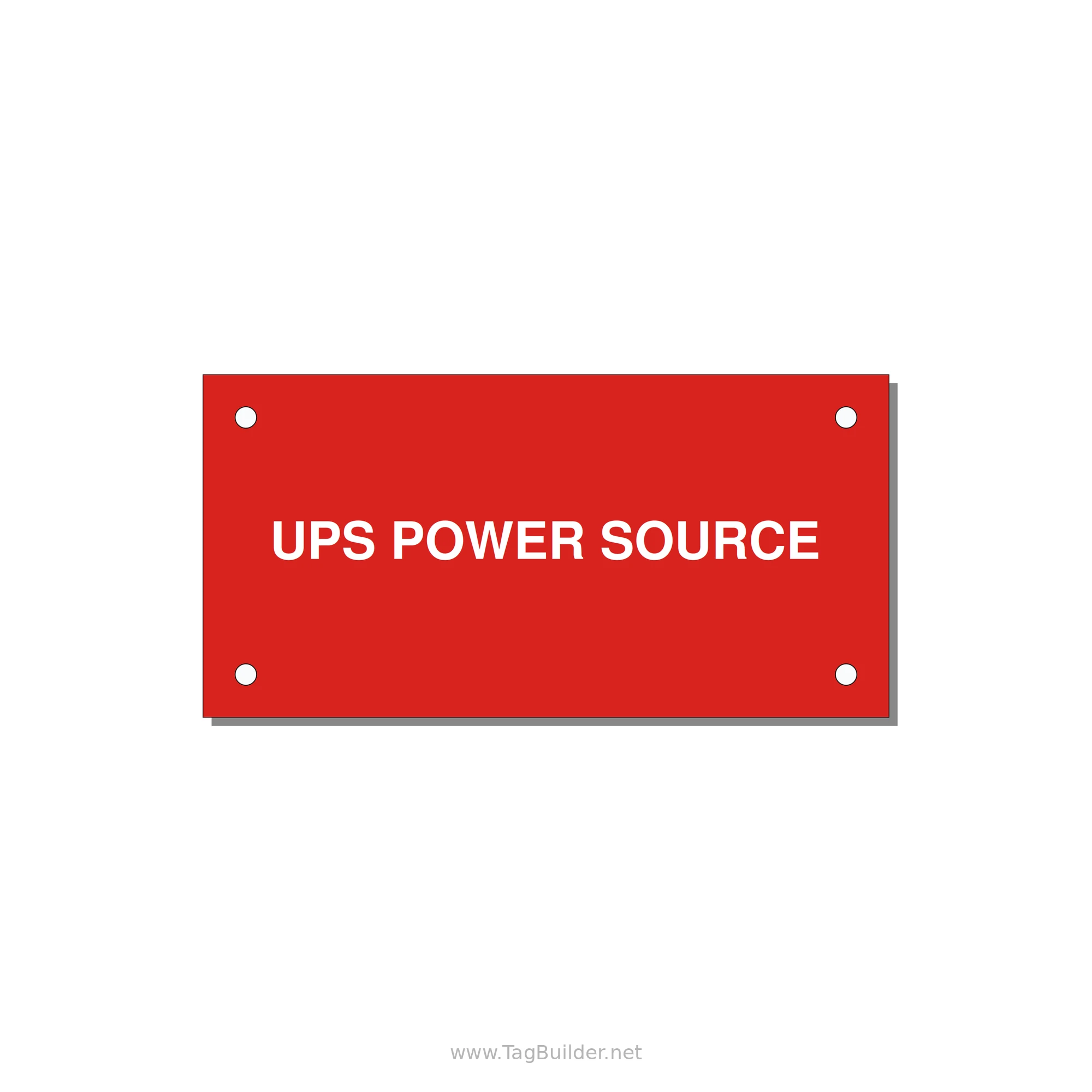 4.0x2.0" Safety Label - UPS POWER SOURCE — 4x2" White on Red, Holes