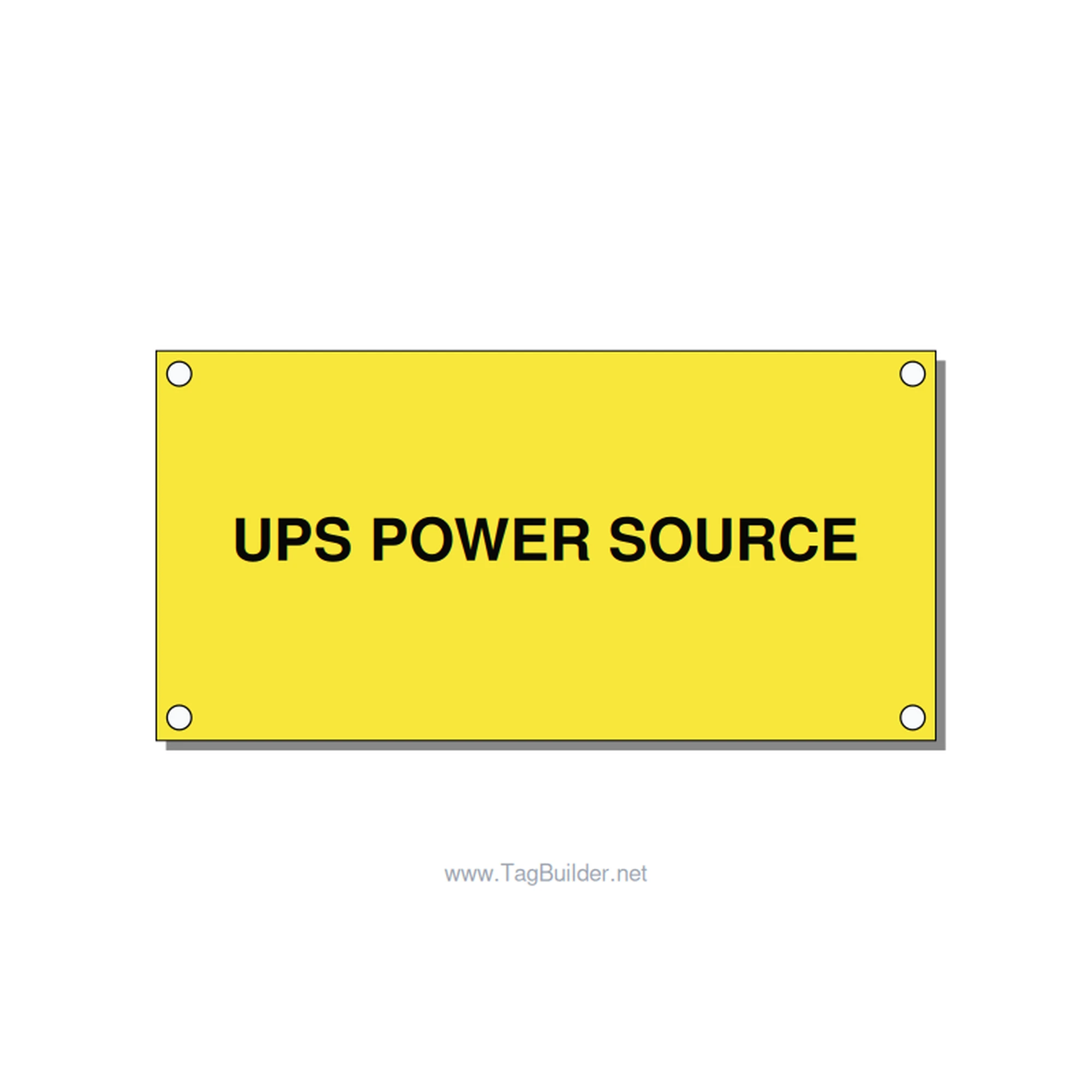 4.0x2.0" Safety Label - UPS POWER SOURCE, Black/Yellow, Holes