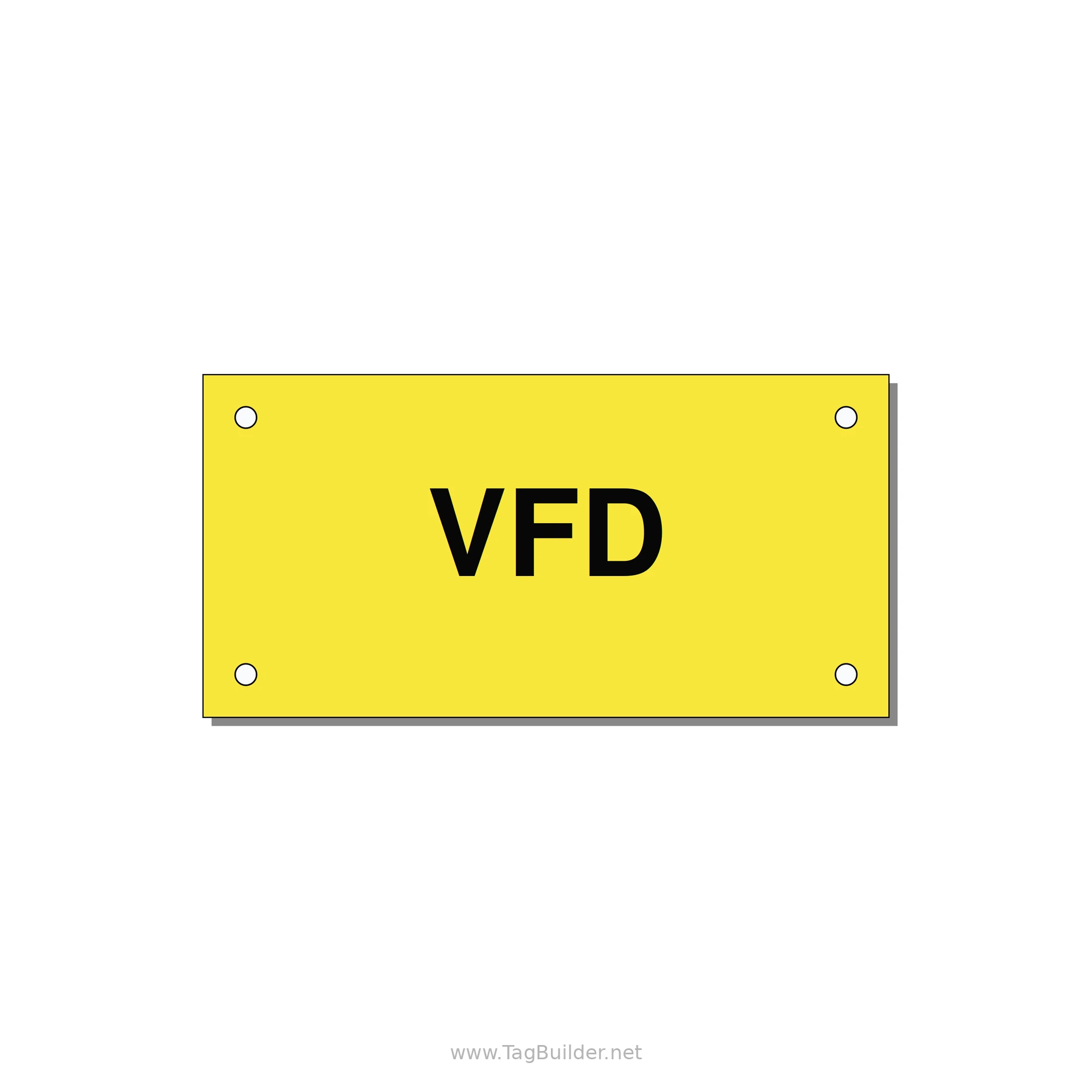 4.0x2.0" Safety Label - VFD — 4x2" Black on Yellow, Holes