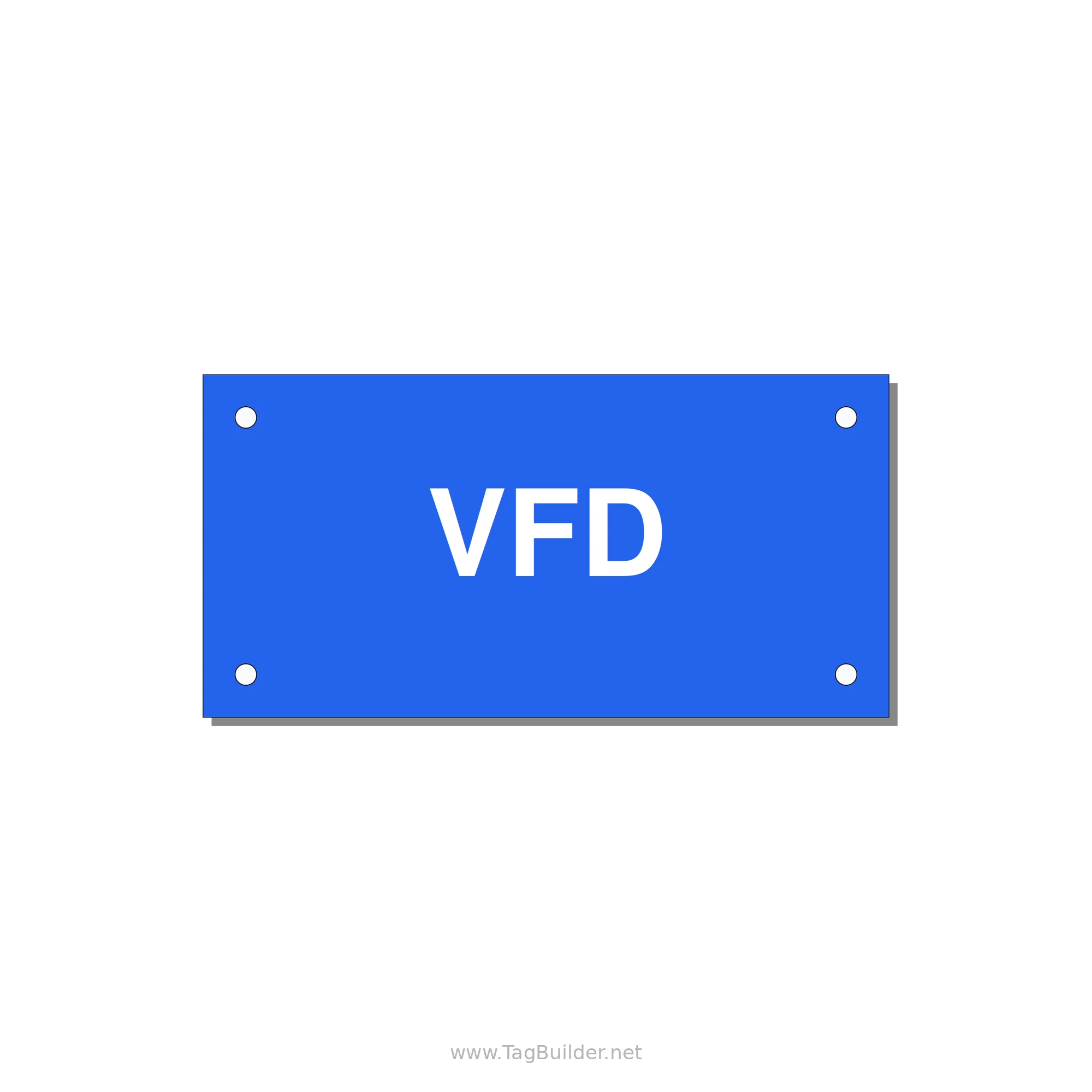 4.0x2.0" Safety Label - VFD — 4x2" White on Blue, Holes