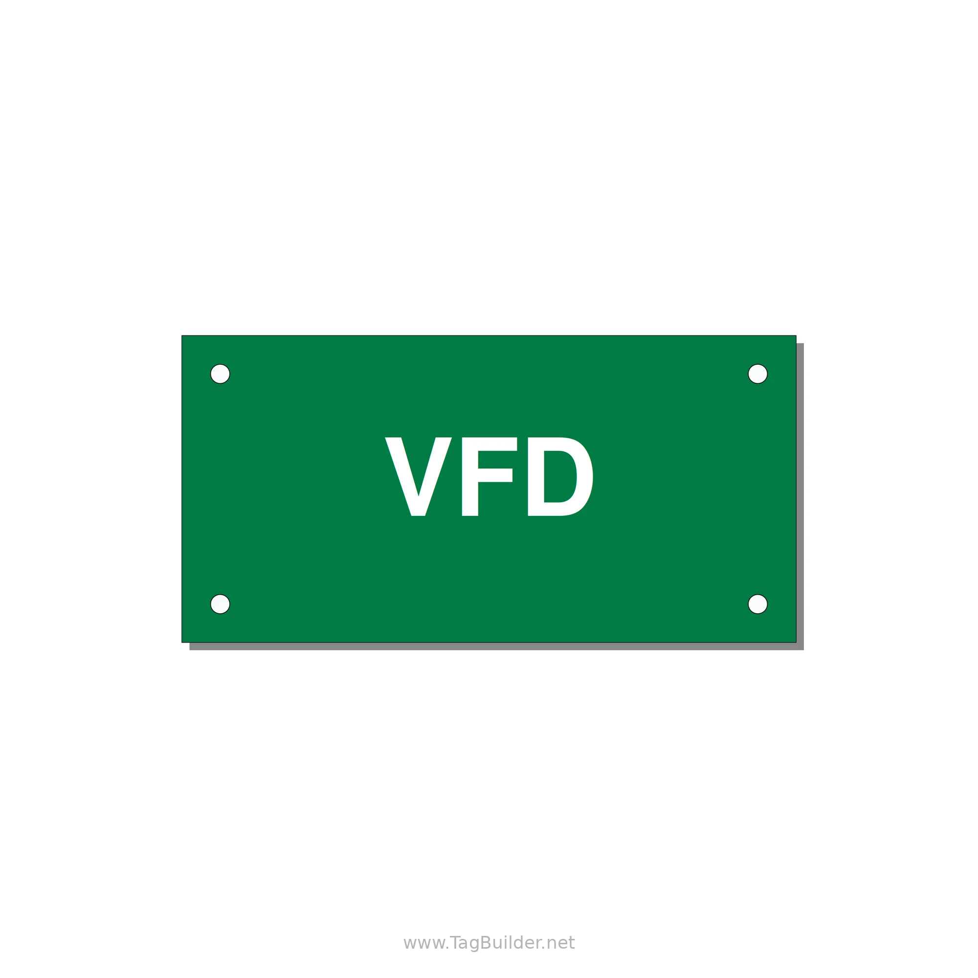 4.0x2.0" Safety Label - VFD — 4x2" White on Green, Holes