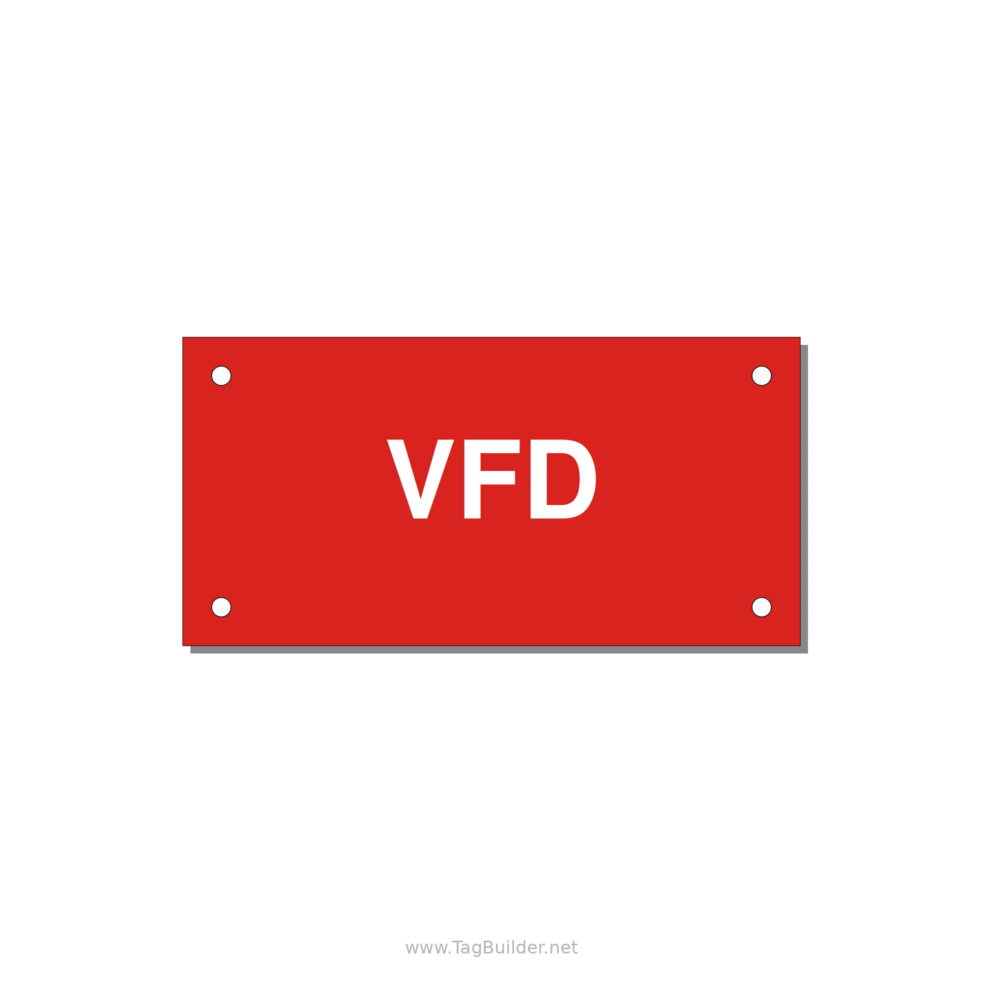 4.0x2.0" Safety Label - VFD — 4x2" White on Red, Holes