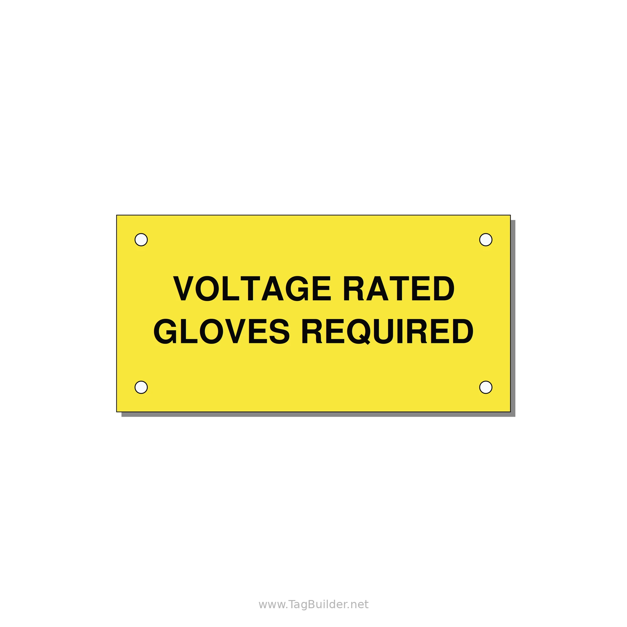 4.0x2.0" Safety Label - VOLTAGE RATED GLOVES REQU — 4x2" Black on Yellow, Holes