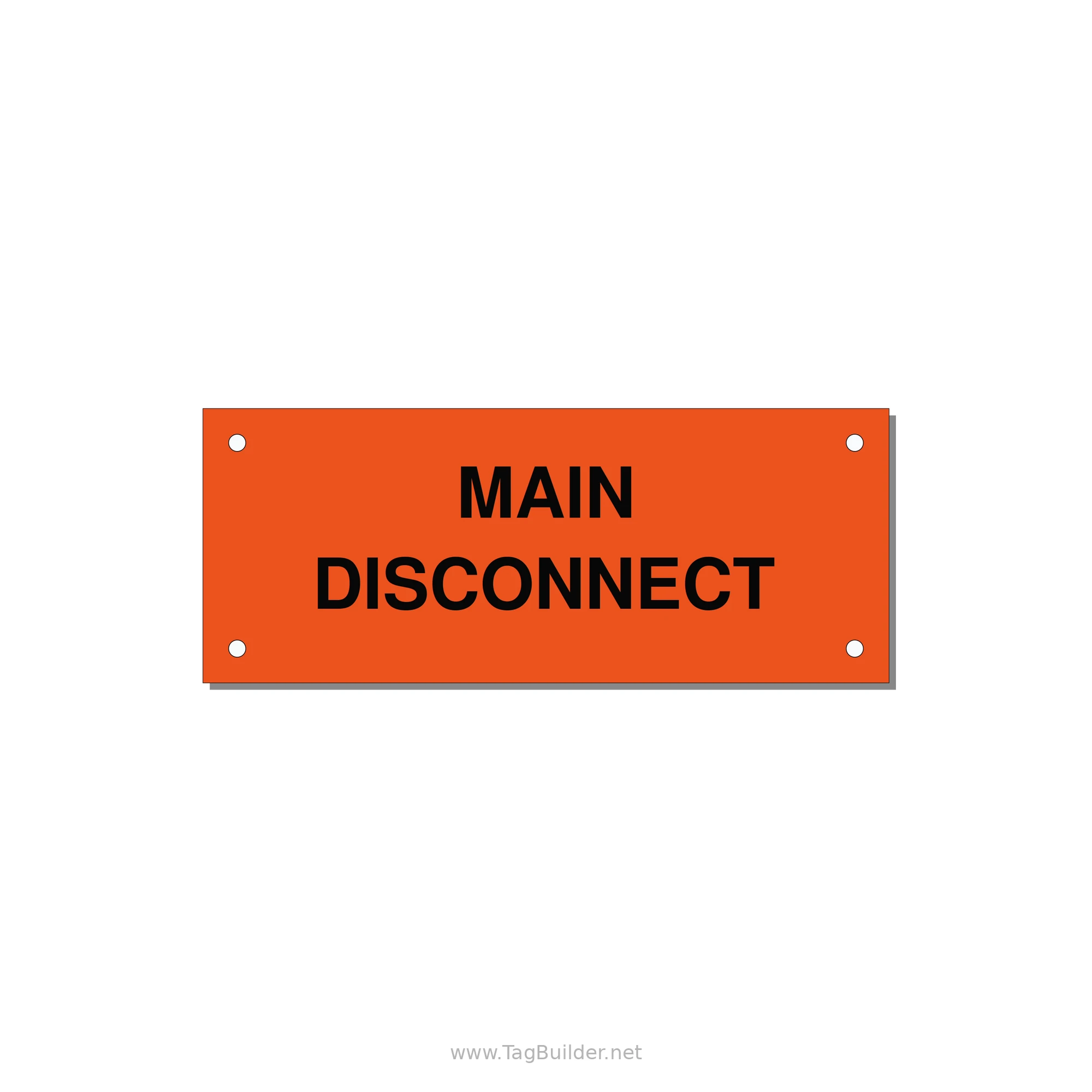 5.0x2.0" Disconnect Switch Label - MAIN DISCONNECT — 5x2" Black on Orange, Holes