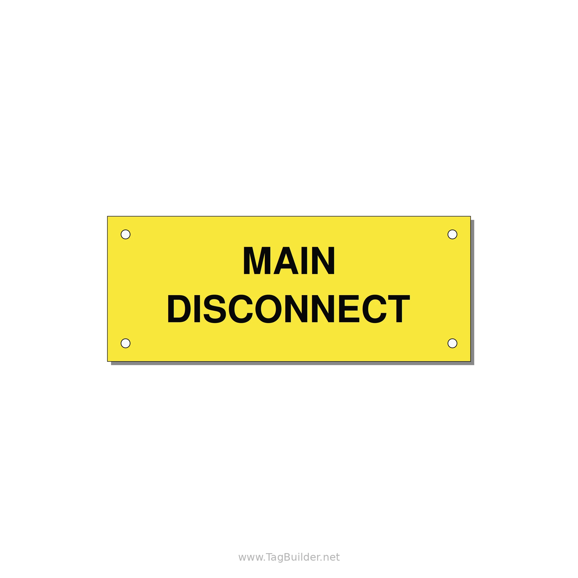 5.0x2.0" Disconnect Switch Label - MAIN DISCONNECT — 5x2" Black on Yellow, Holes