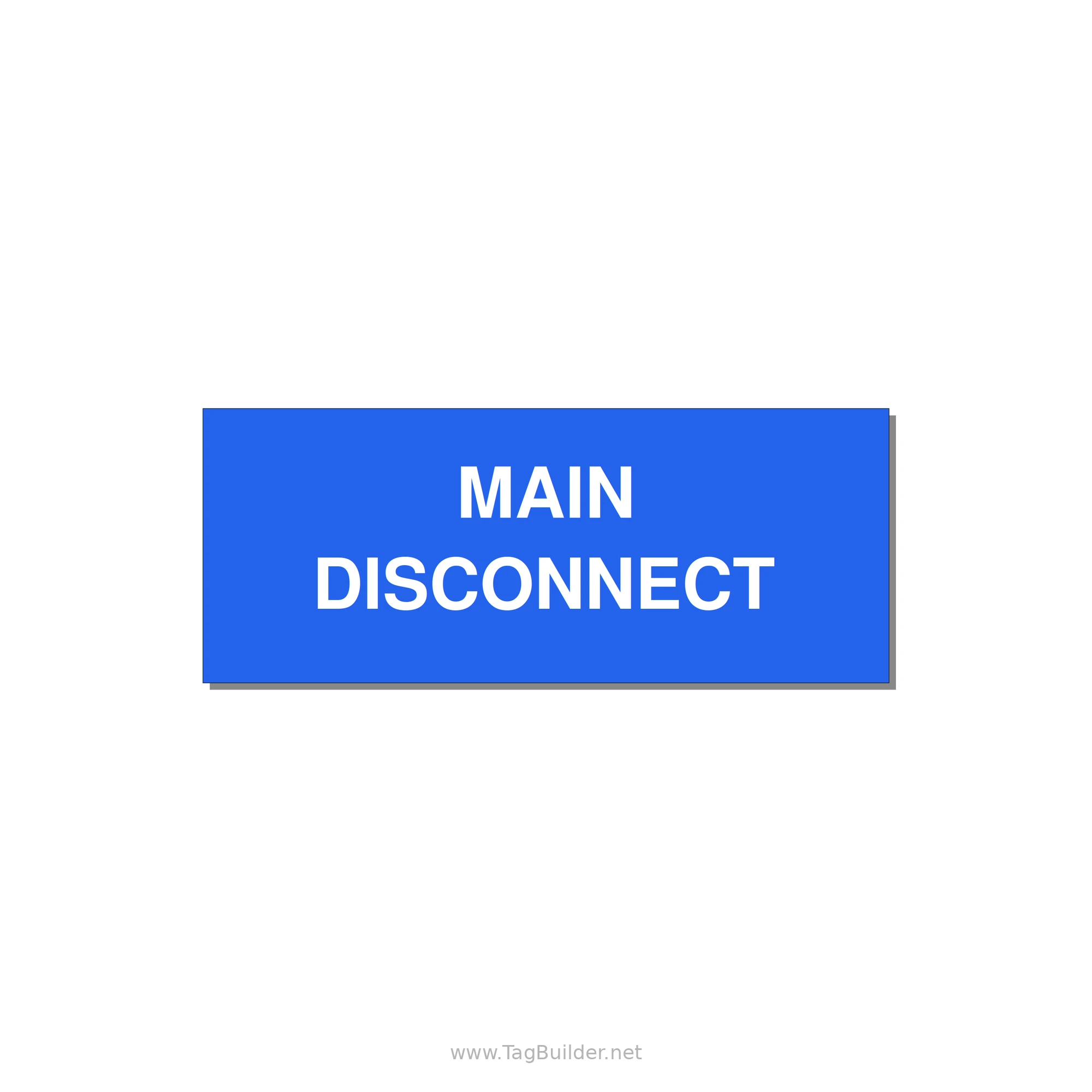 5.0x2.0" Disconnect Switch Label - MAIN DISCONNECT — 5x2" White on Blue, Adhesive