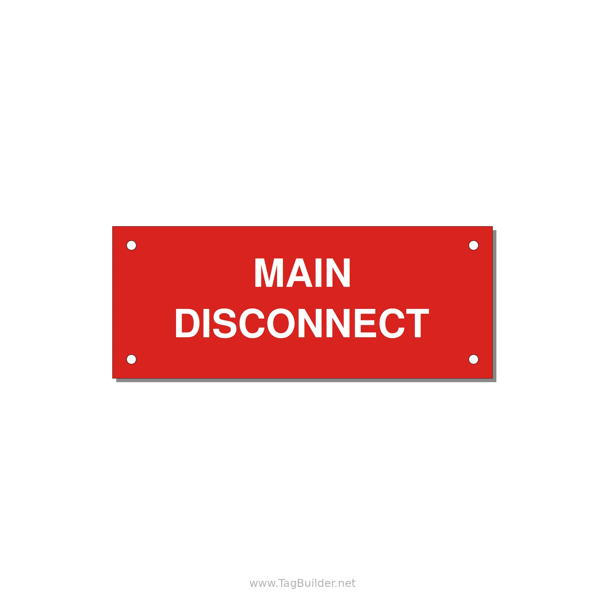 5.0x2.0" Disconnect Switch Label - MAIN DISCONNECT — 5x2" White on Red, Holes