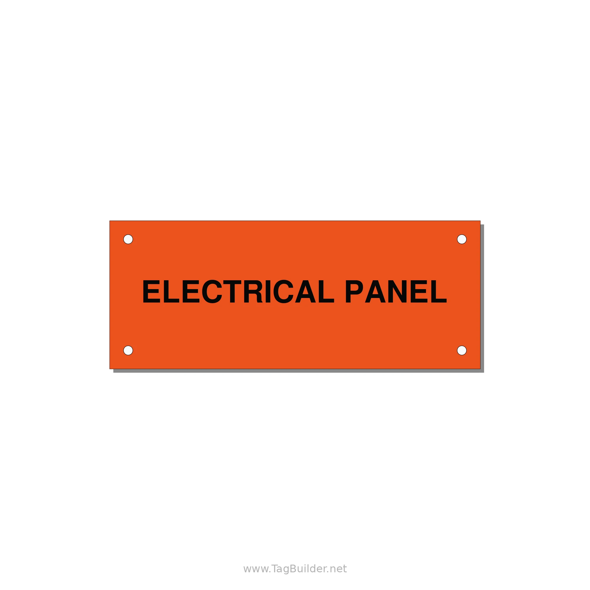 5.0x2.0" Electrical Safety Label - ELECTRICAL PANEL — 5x2" Black on Orange, Holes
