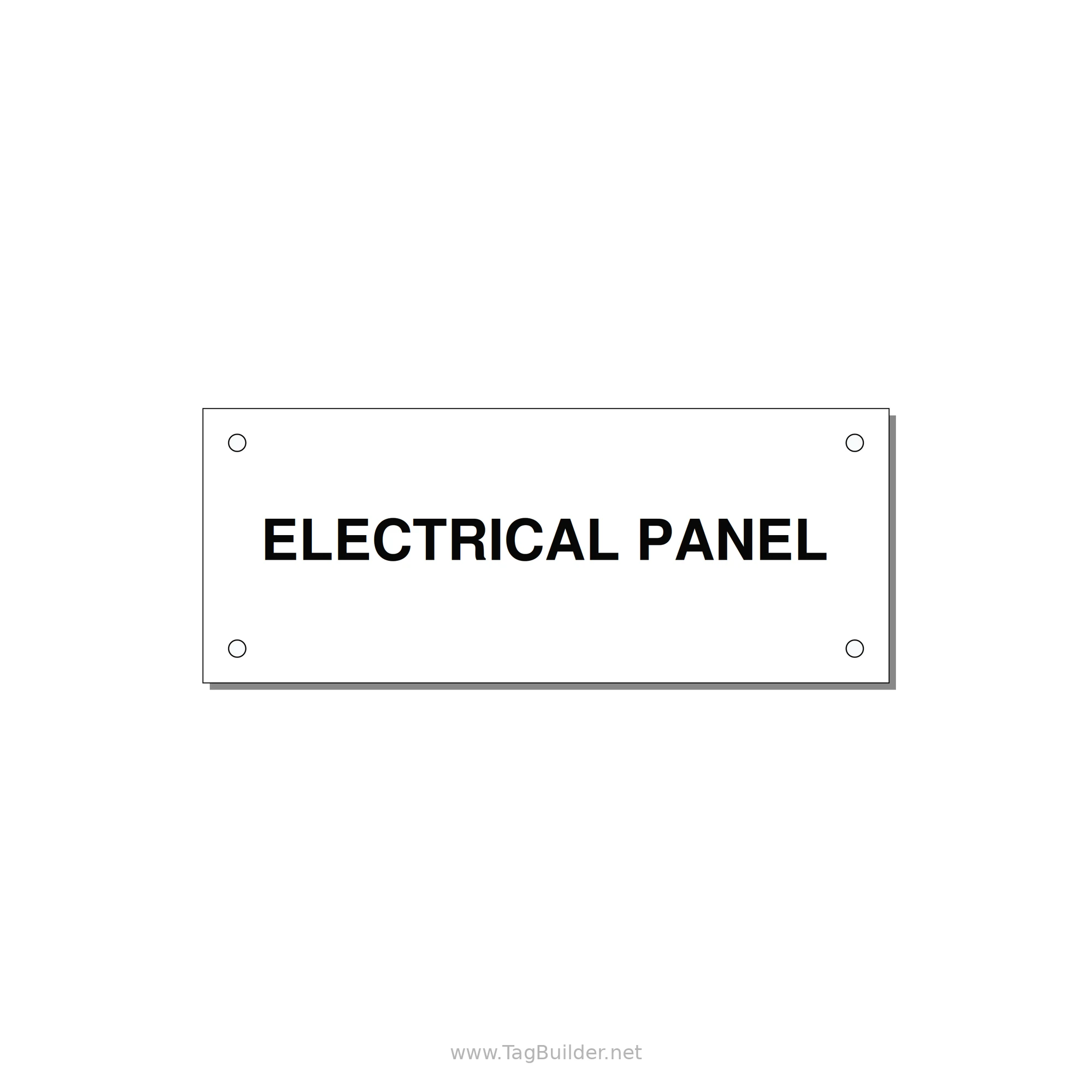 5.0x2.0" Electrical Safety Label - ELECTRICAL PANEL — 5x2" Black on White, Holes